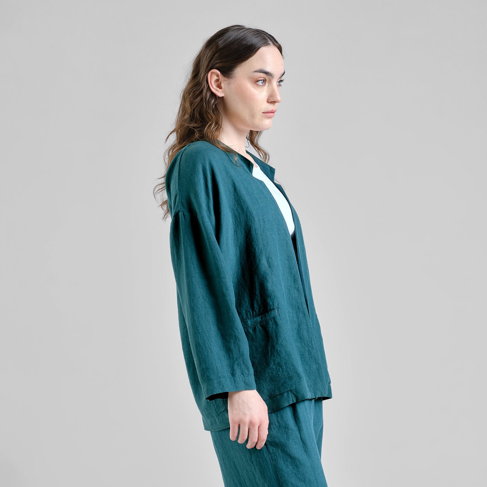 Loose Blazer Tanto Linen Mediterranea Green