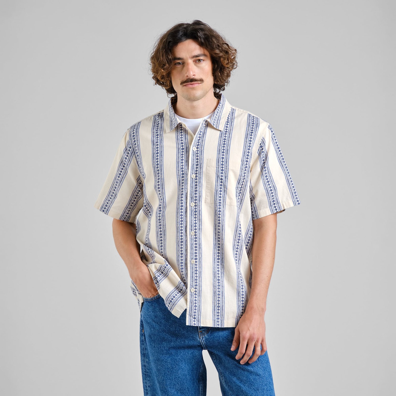 Shirt Brantevik Floral Stripe Blue