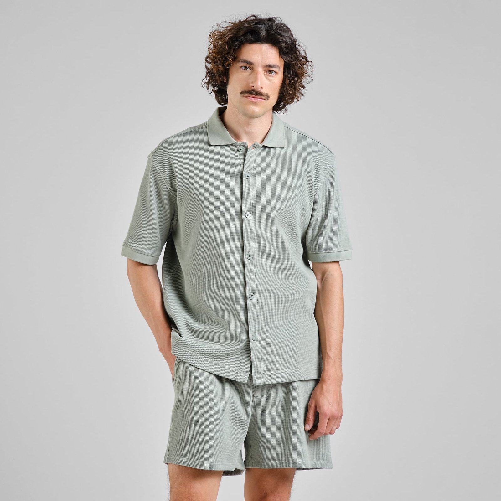 Shirt Falkvik Waffle Iceberg Green