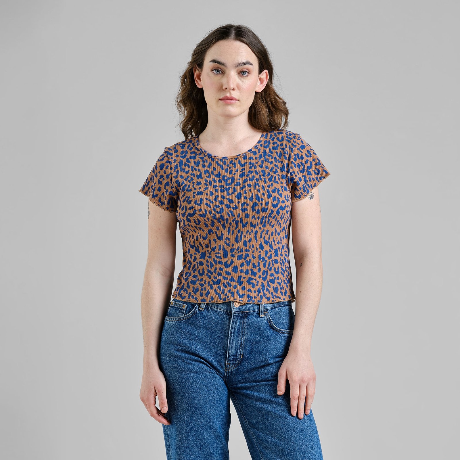 Rib Top Ven Leopard Light Brown