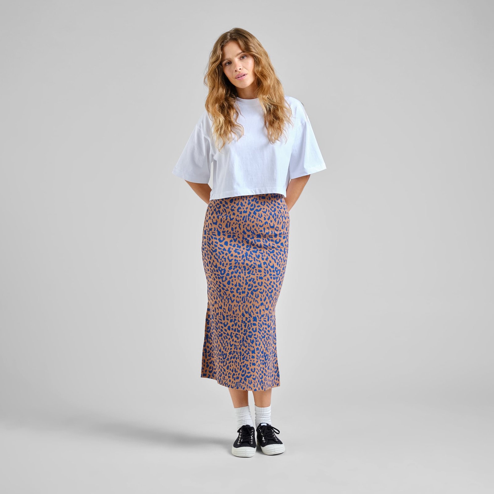Rib Skirt Kvarnvik Leopard Light Brown