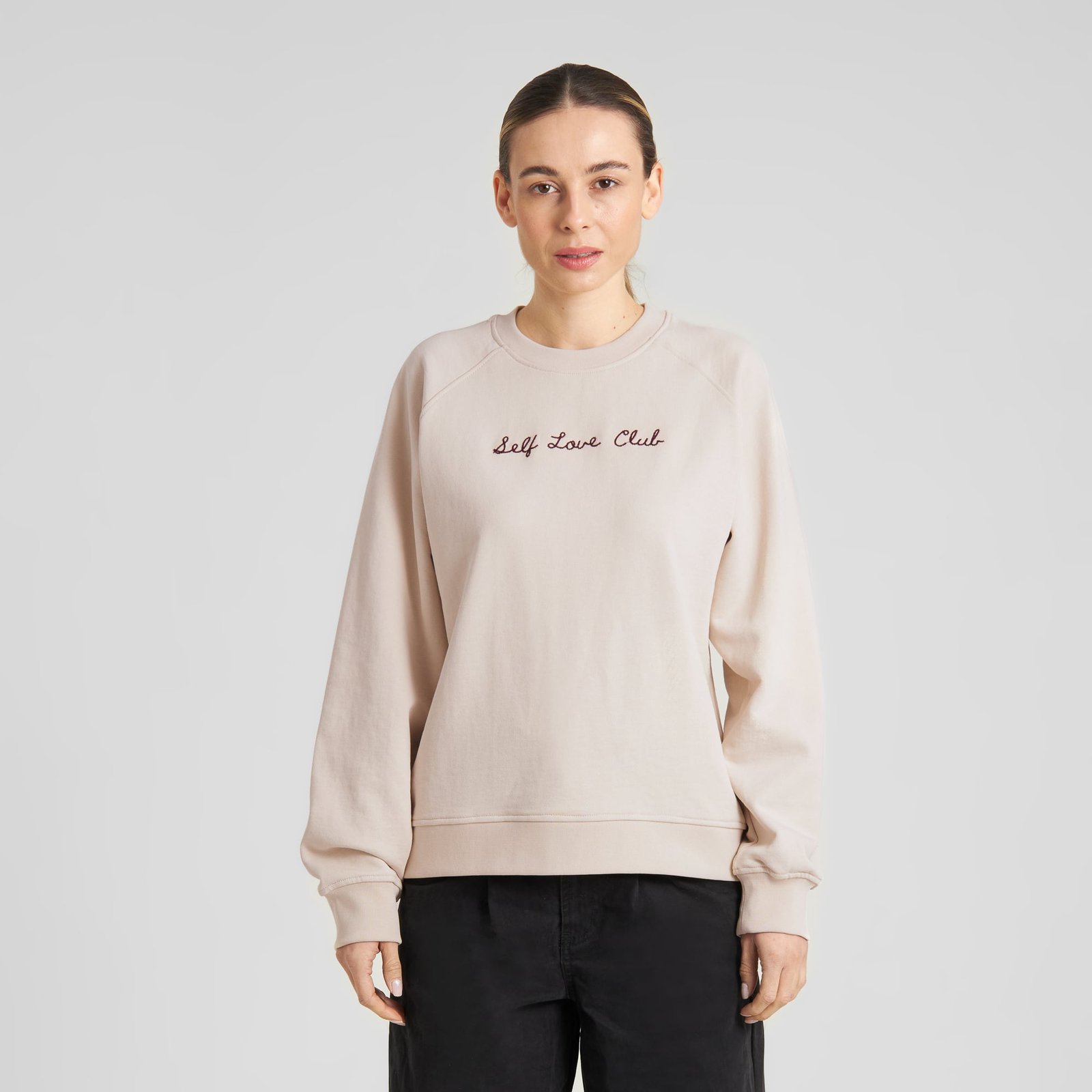 Sweatshirt Ystad Self Love Club EMB Oat White