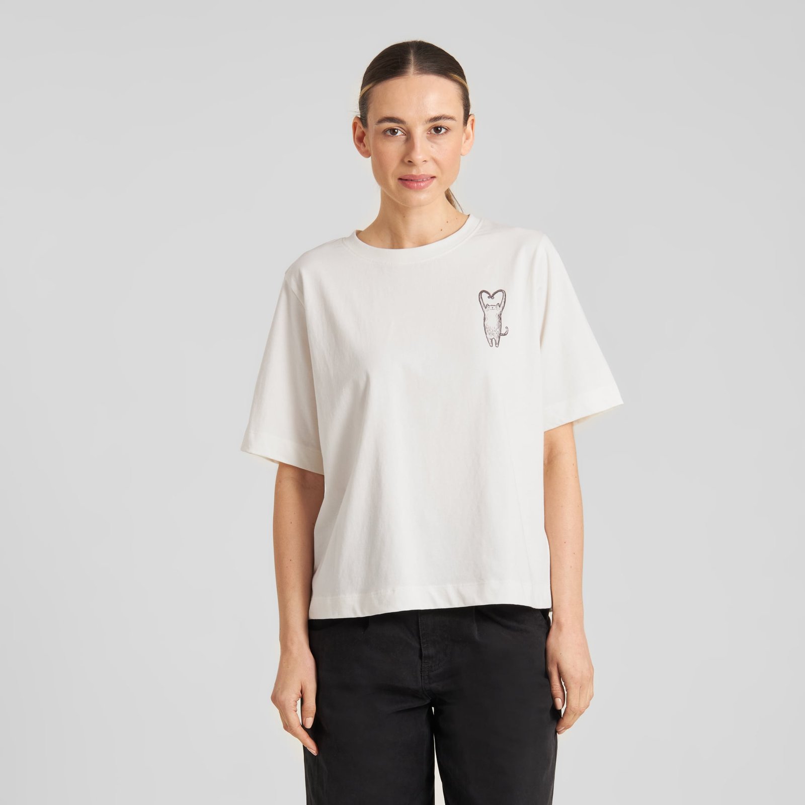 T-shirt Vadstena Heart Cat Off-White