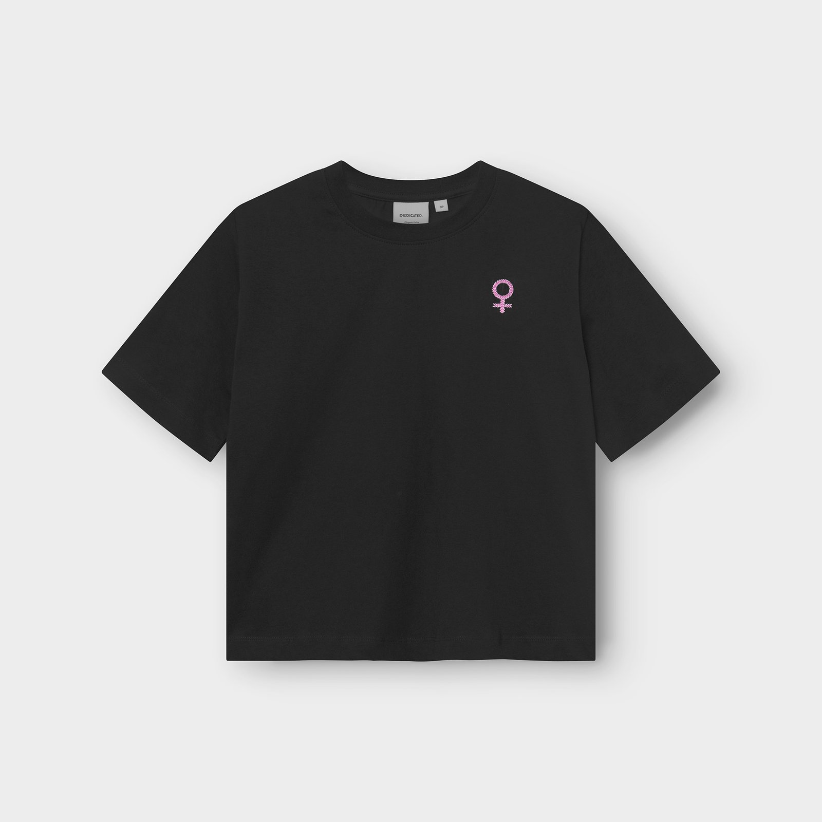 T-shirt Vadstena Femme Leaf EMB Black