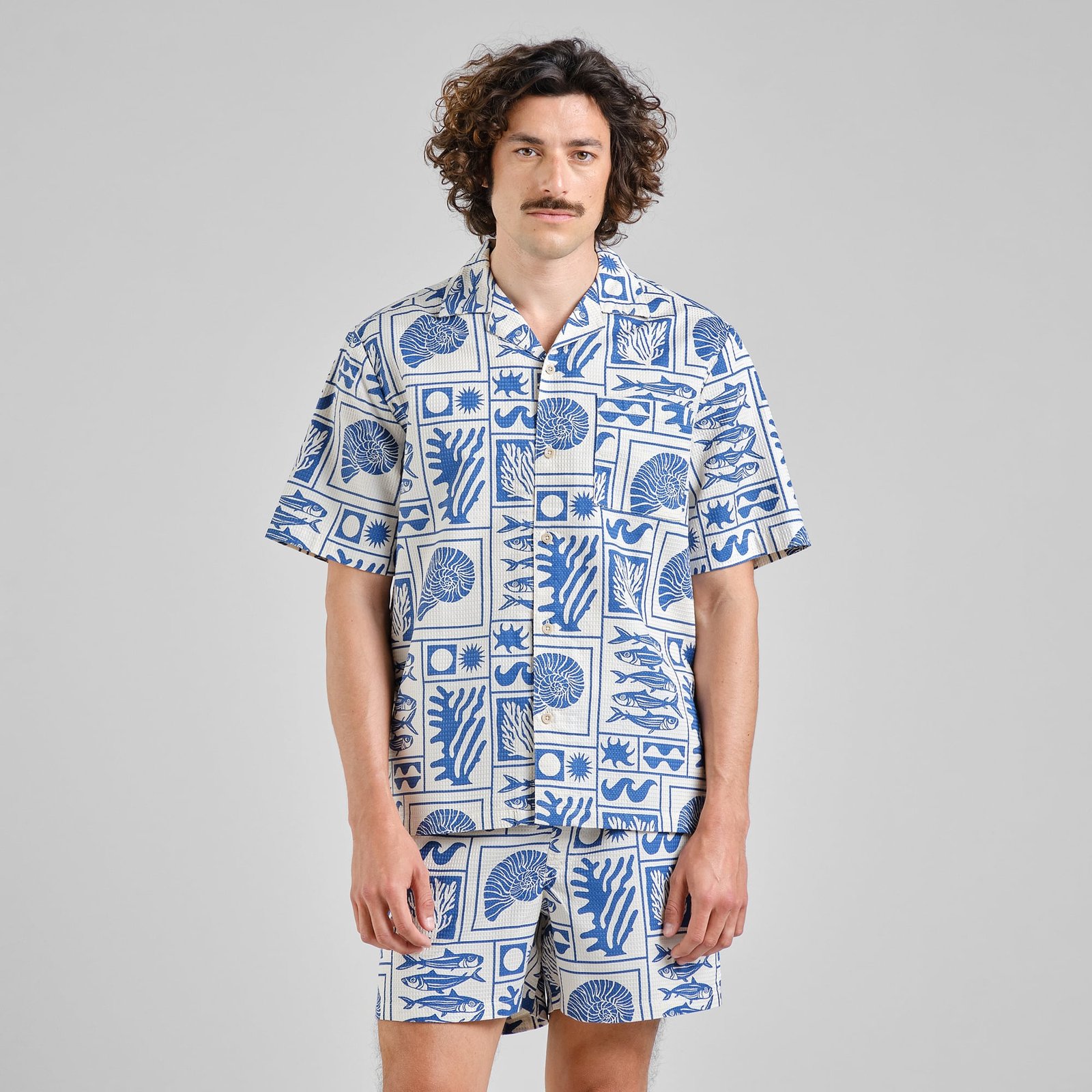 Shirt Marstrand Ocean Squares Oat White