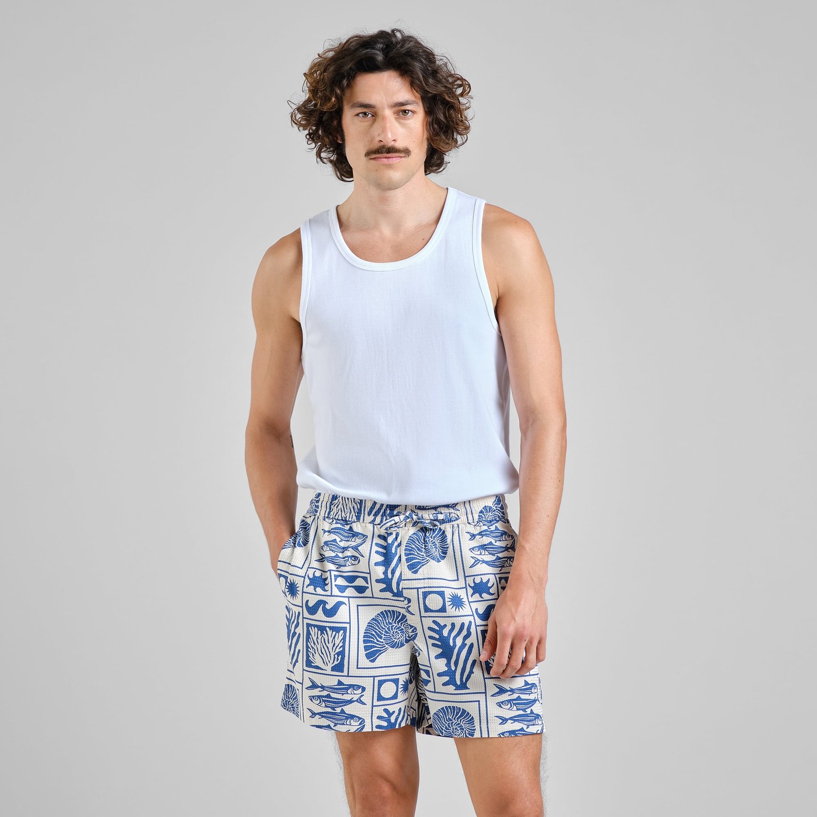 Shorts Essingen Ocean Squares Oat White