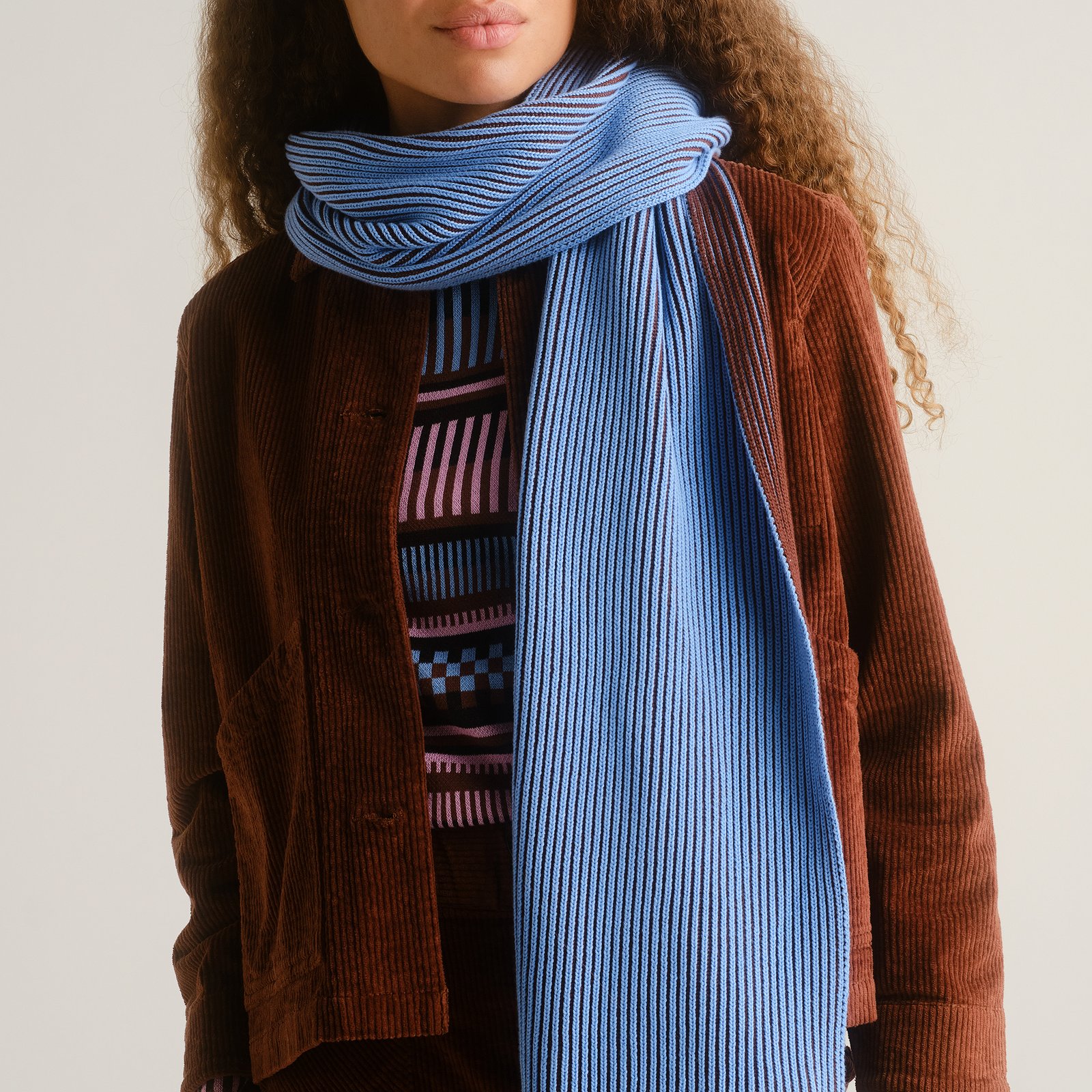 Scarf Norrfors Brioche Cappuccino Brown/Cornflower Blue