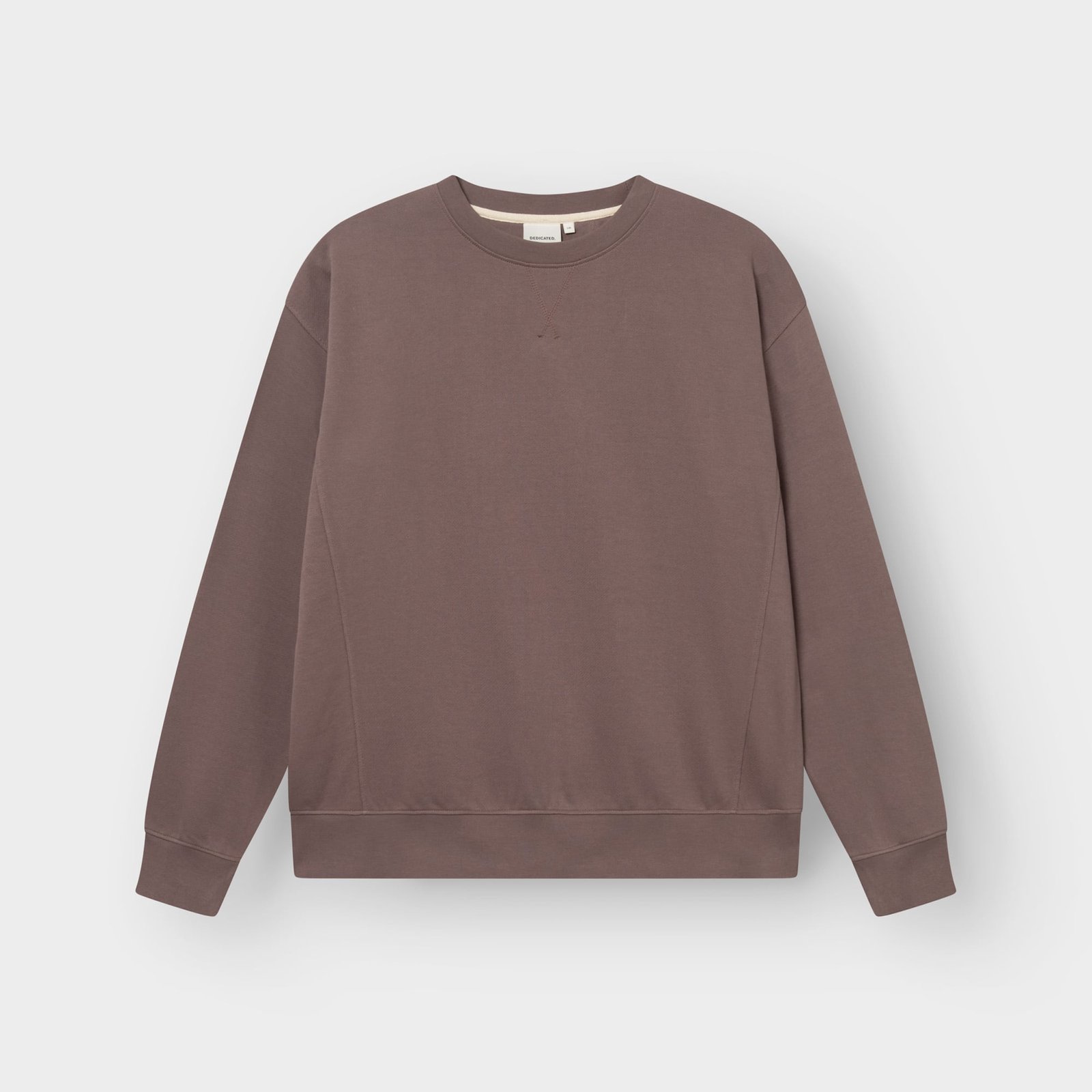 A studio shot of the Dedicated Sweatshirt Bettna in a Sparrow Brown colour, laid flat against a light background.