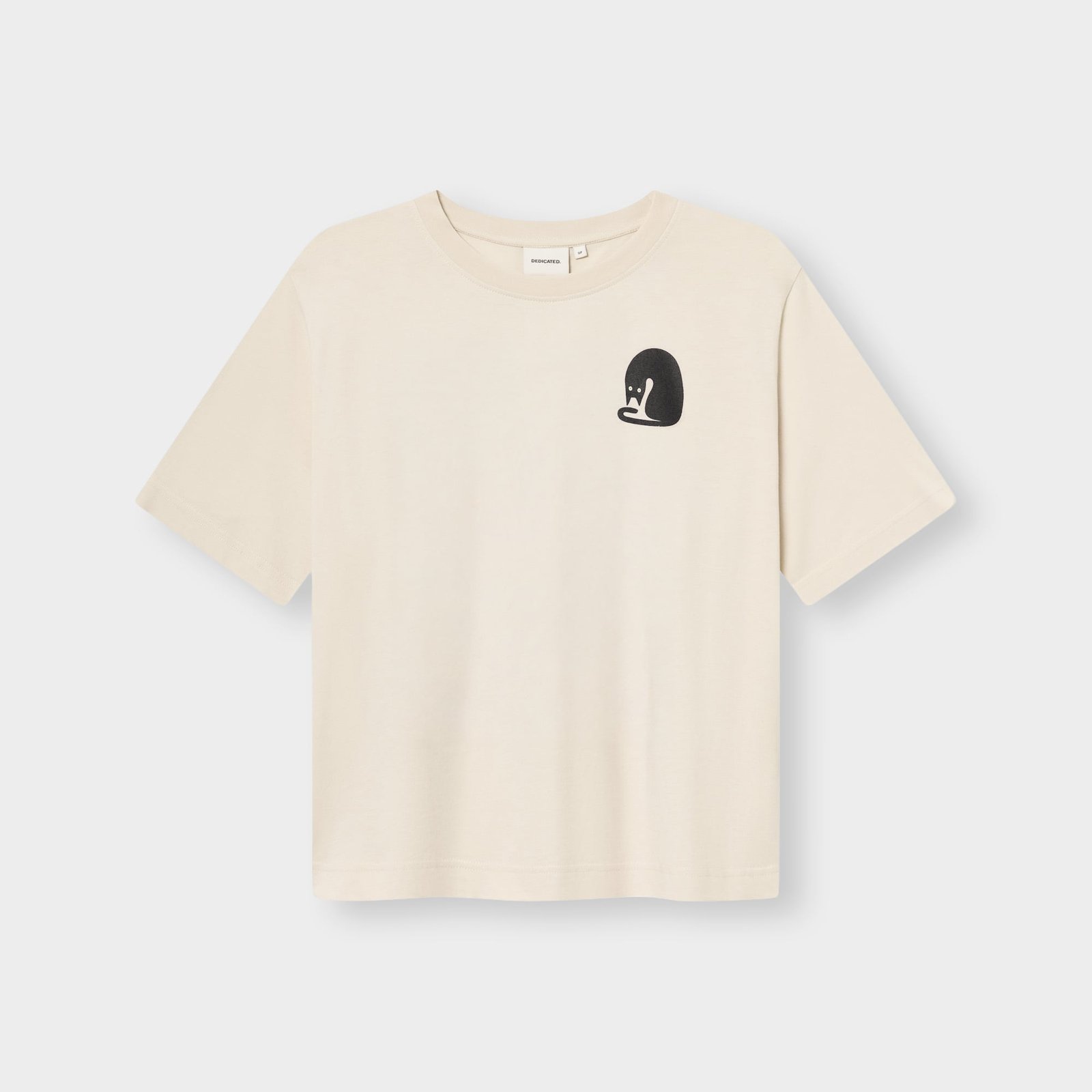 T-shirt Vadstena Curious Cat Oat White
