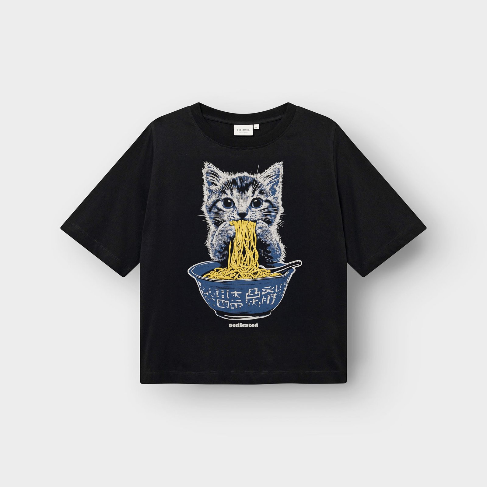 T-shirt Vadstena Cat and Noodles Black