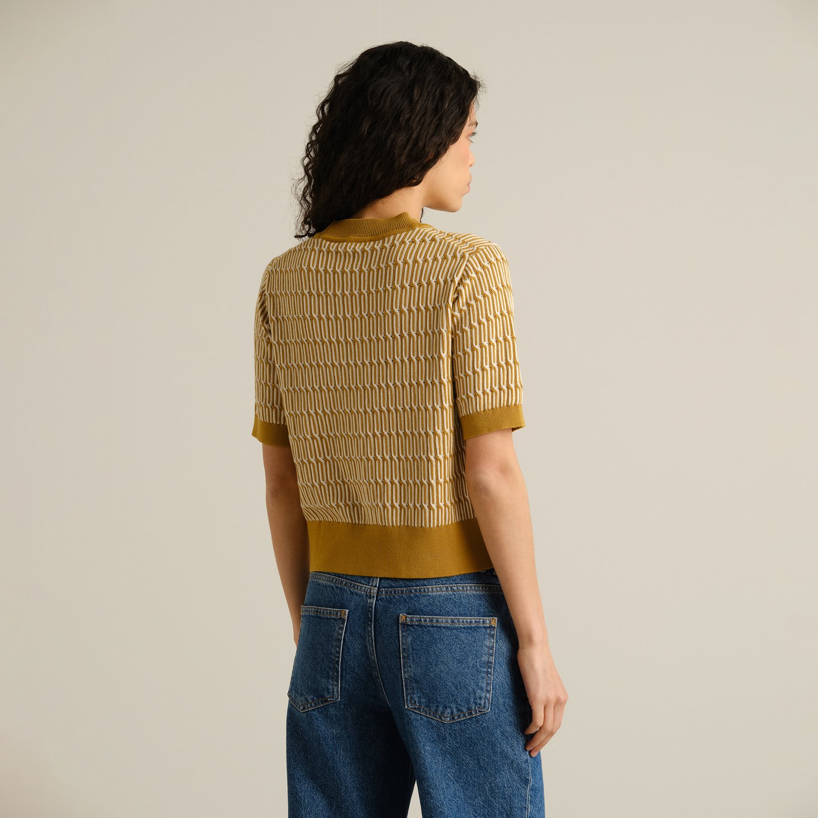 Knitted T-shirt Flen Infinity Knit Bronze Yellow