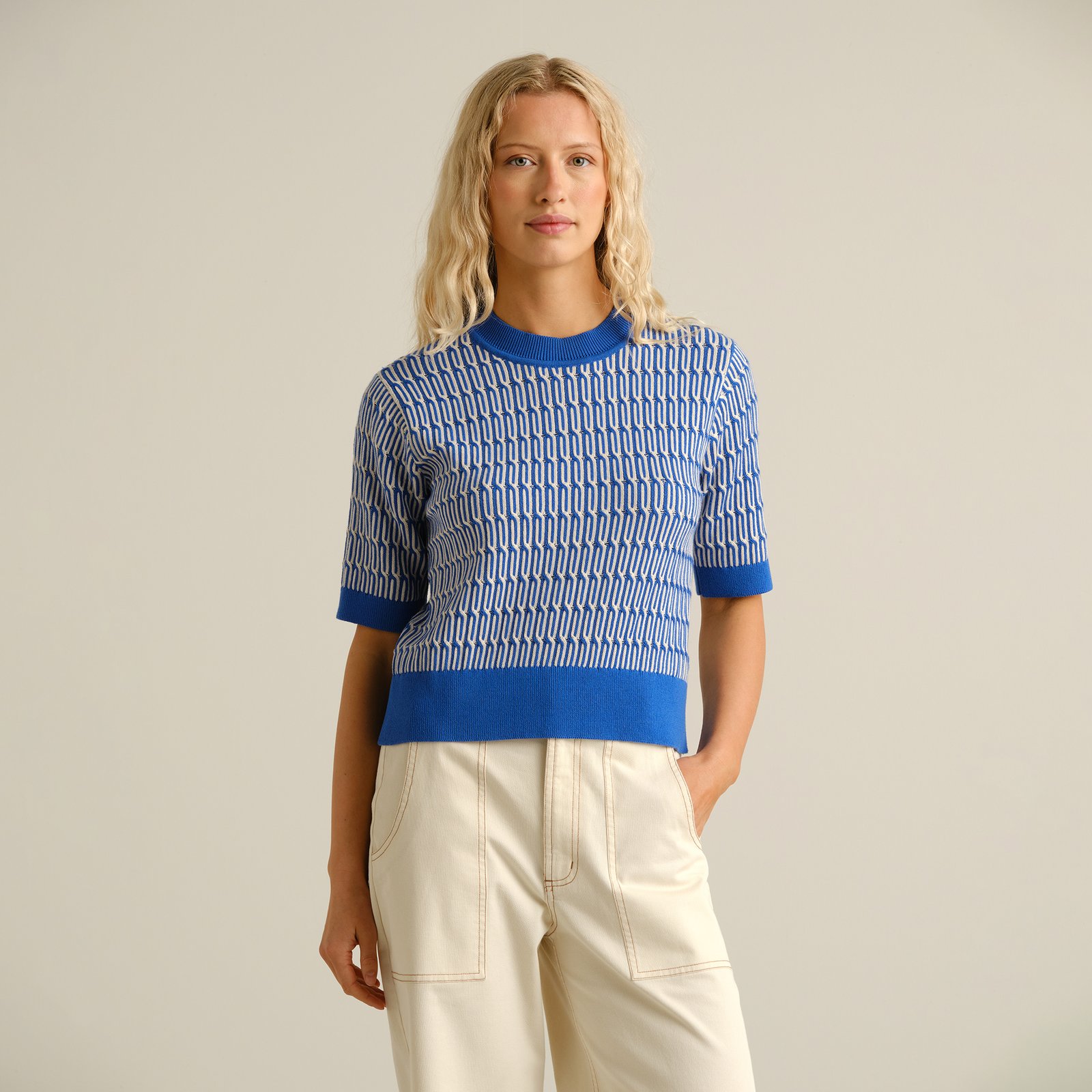 Knitted T-shirt Flen Infinity Knit Dazzling Blue