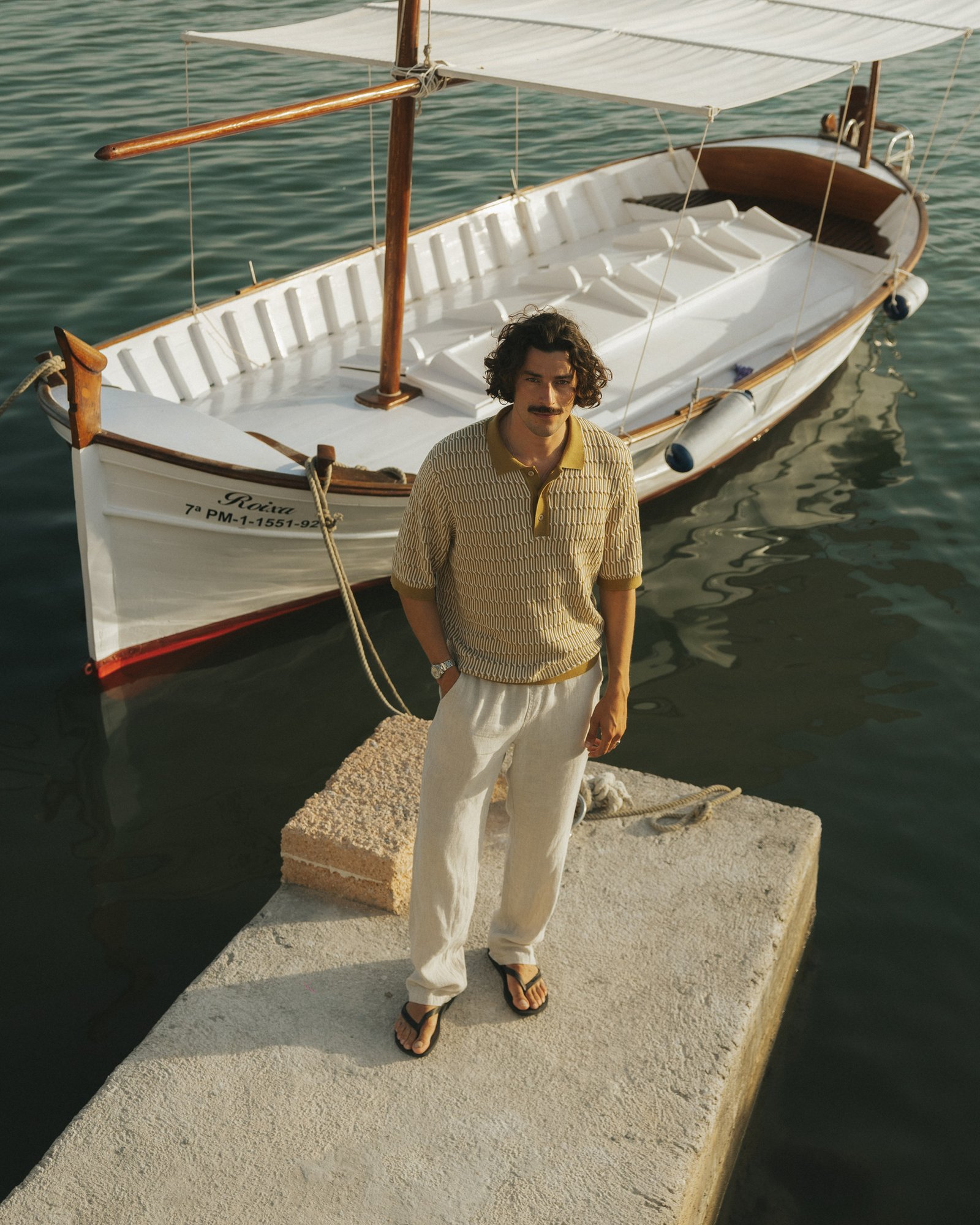 Knitted Polo Nogersund Bronze Yellow