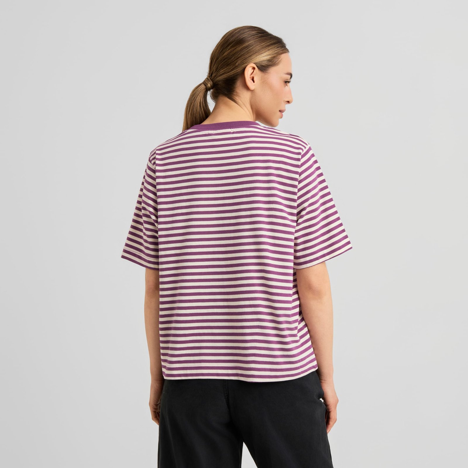 T-shirt Vadstena Stripes Purple/Off-White