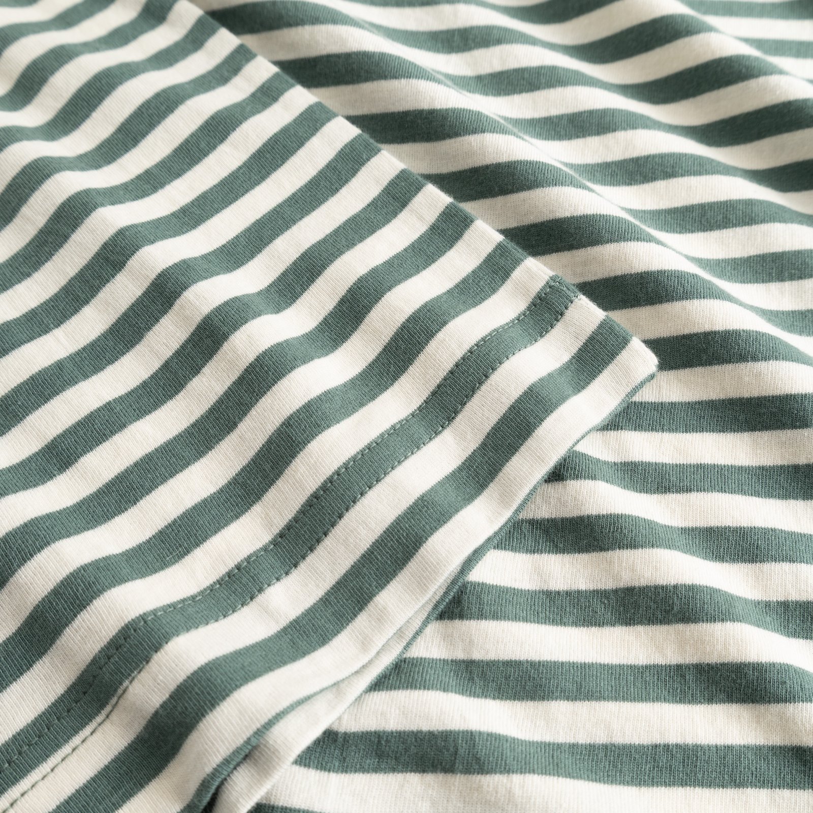 T-shirt Vadstena Stripes Green/Off-White