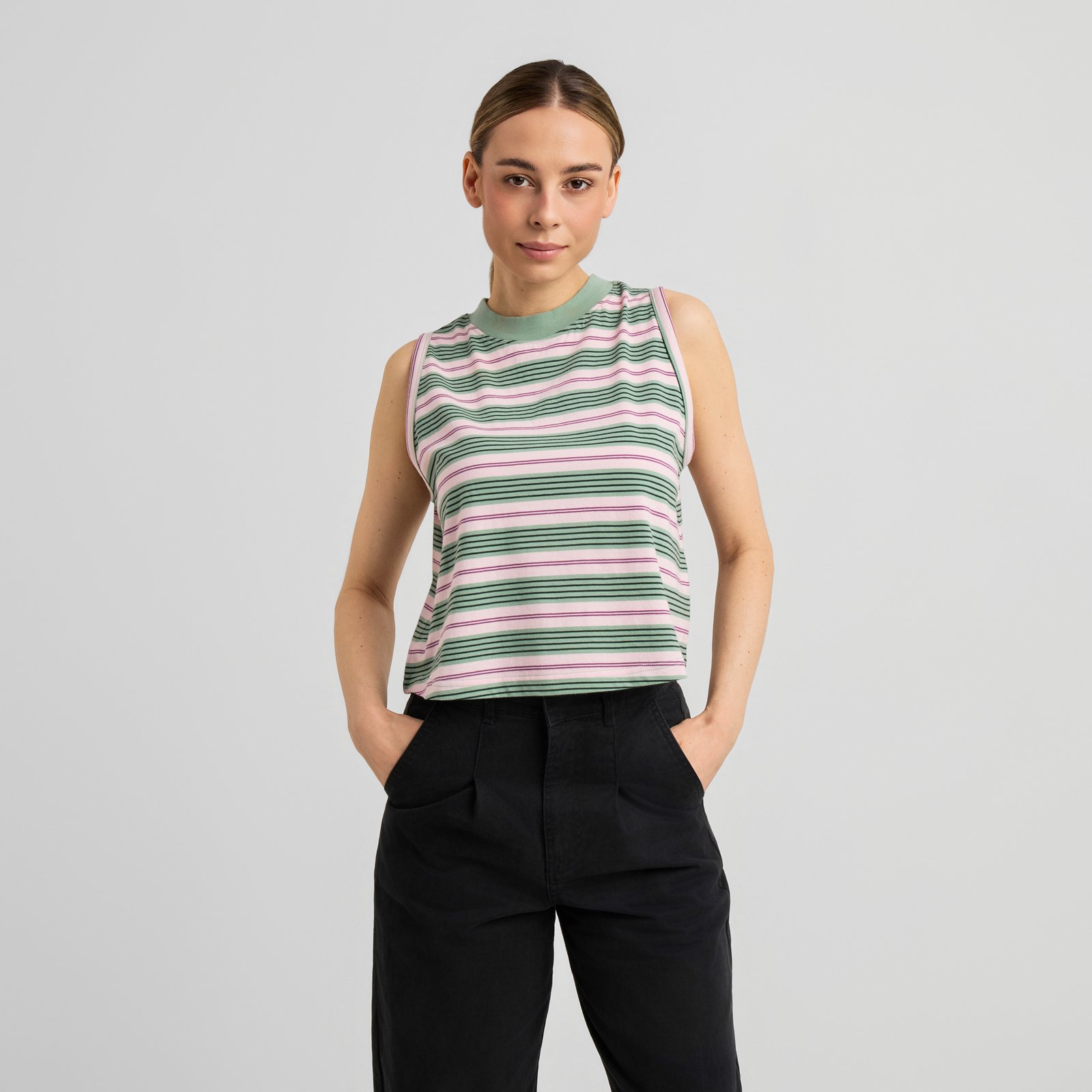 Top Namsos Retro Stripe Granite Green