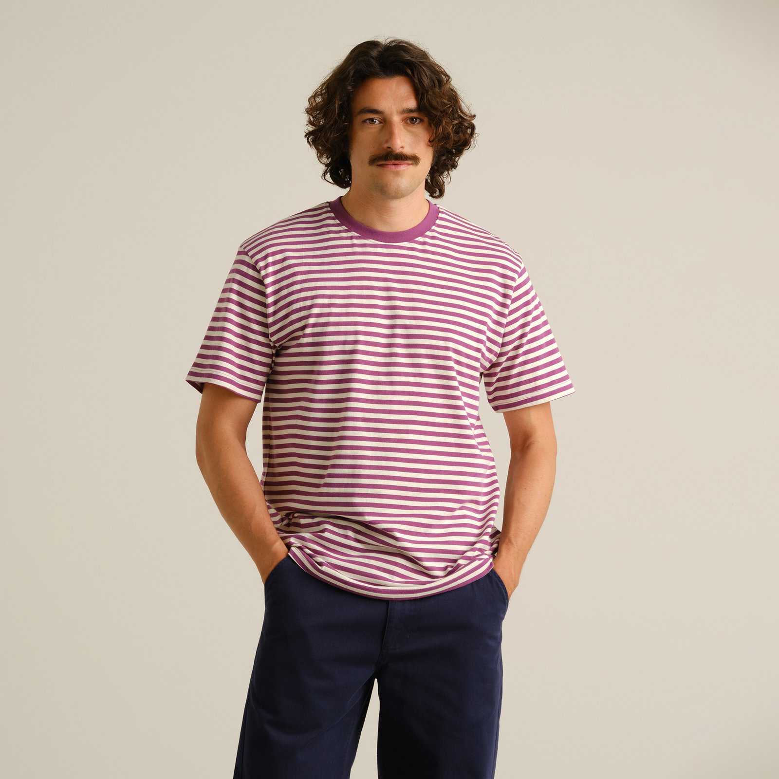 T-shirt Stockholm Stripes Purple/Off-White