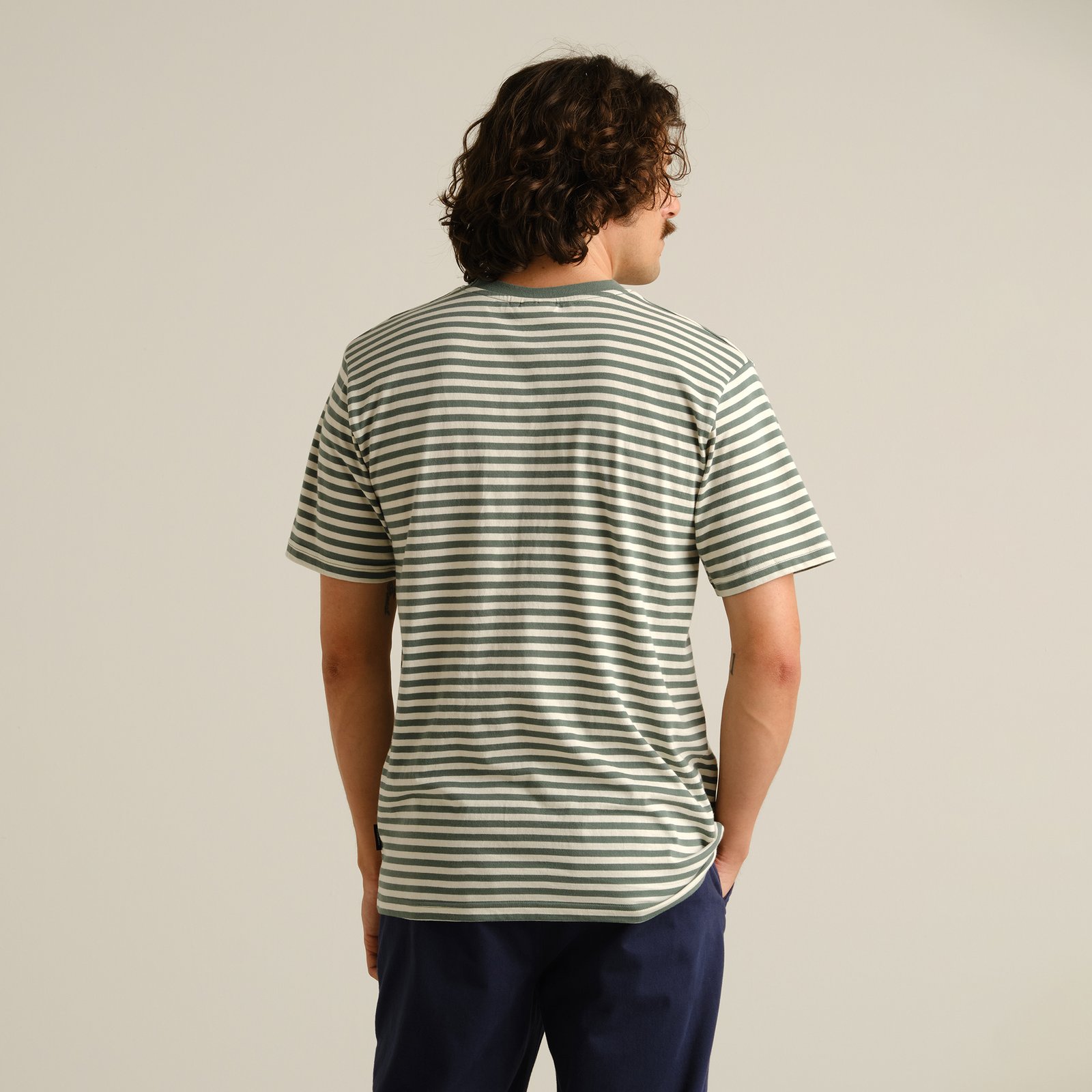 T-shirt Stockholm Stripes Green/Off-White