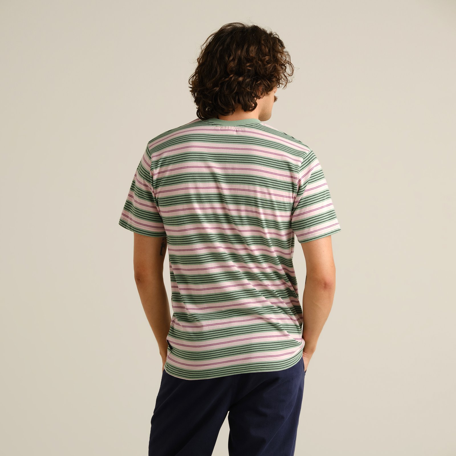 T-shirt Stockholm Stripes Retro Stripe Granite Green