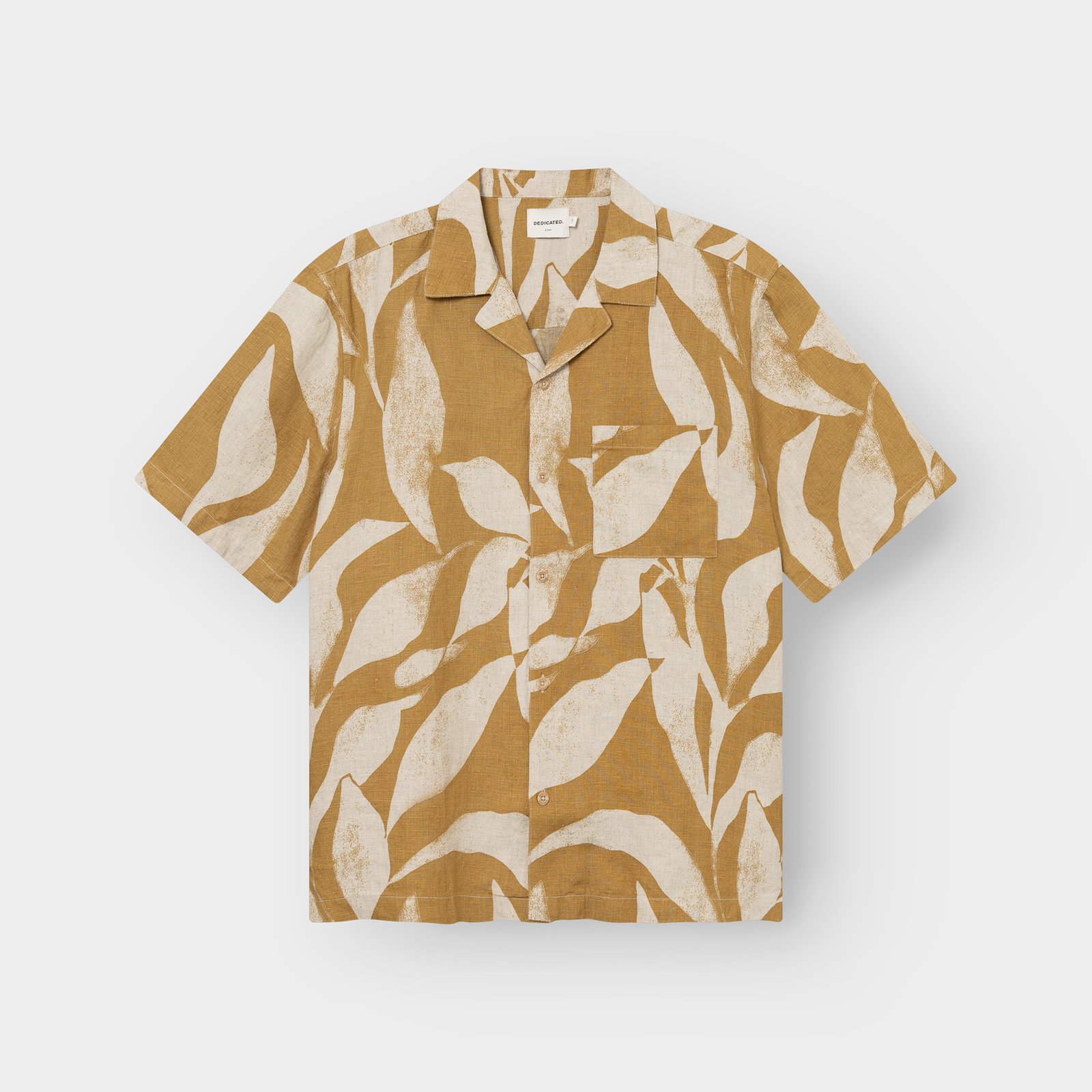 Shirt Marstrand Linen Abstract Leaf Bronze Yellow