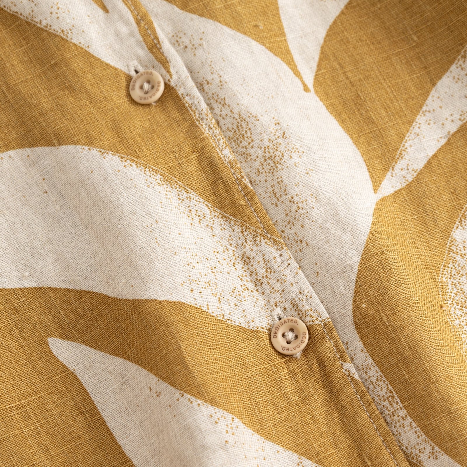Shirt Torup Linen Abstract Leaf Bronze Yellow