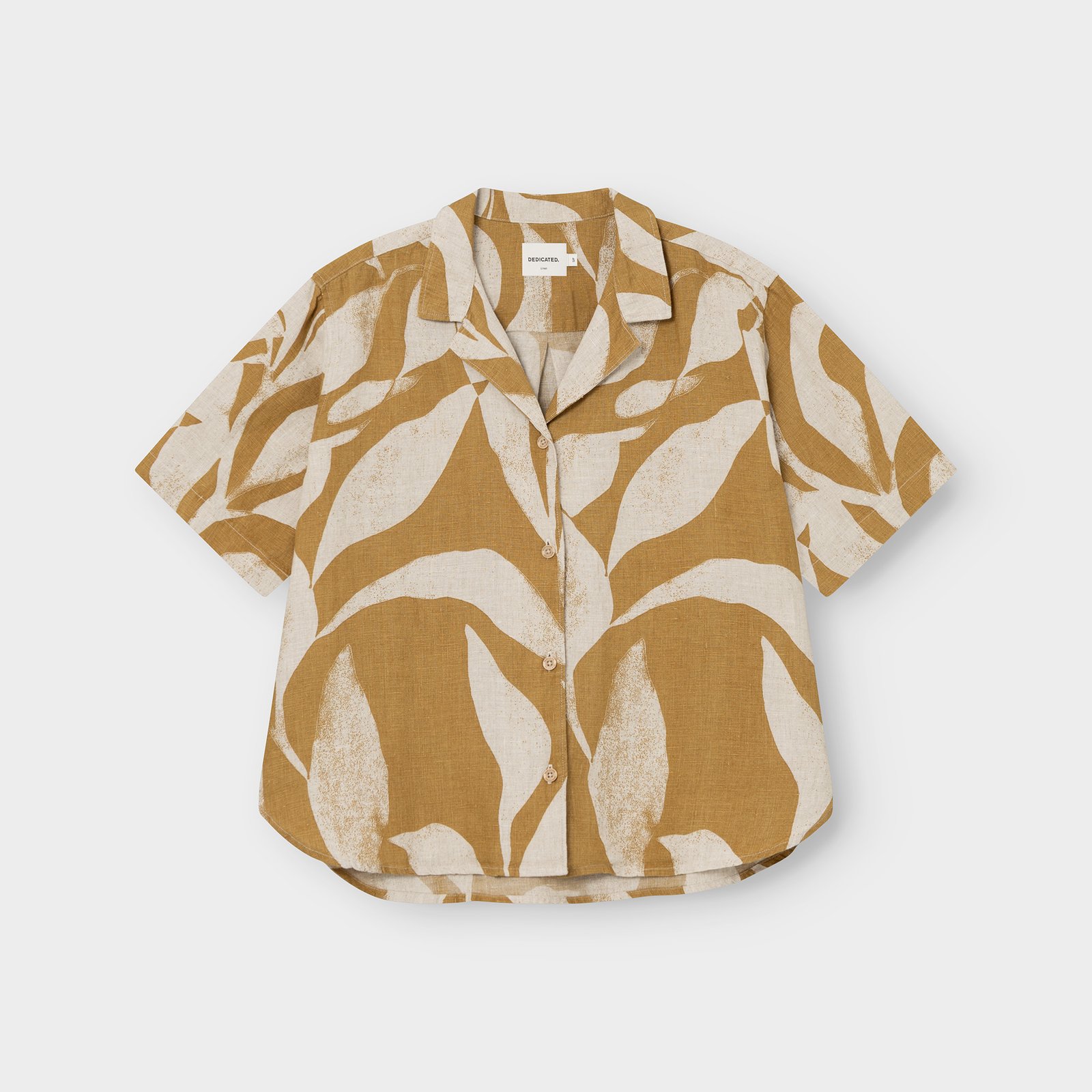 Shirt Torup Linen Abstract Leaf Bronze Yellow
