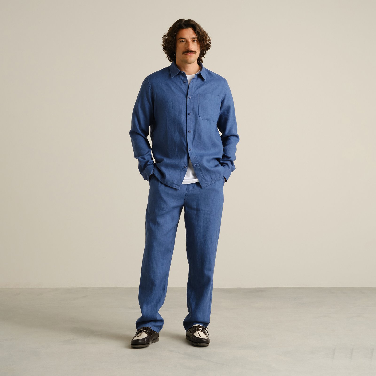 Pants Borrby Linen True Blue