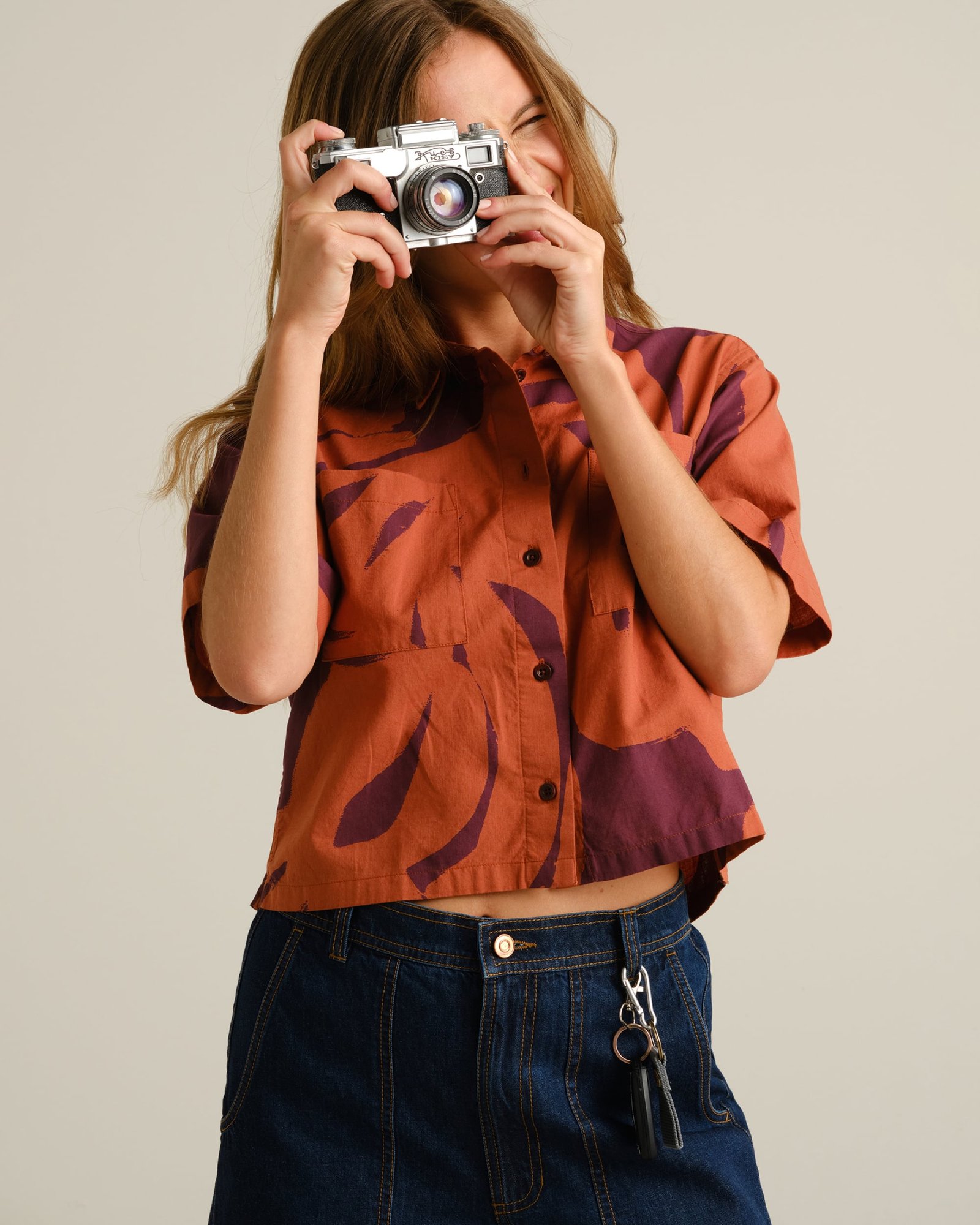 Shirt Grundvik Abstract Coral Fig Red