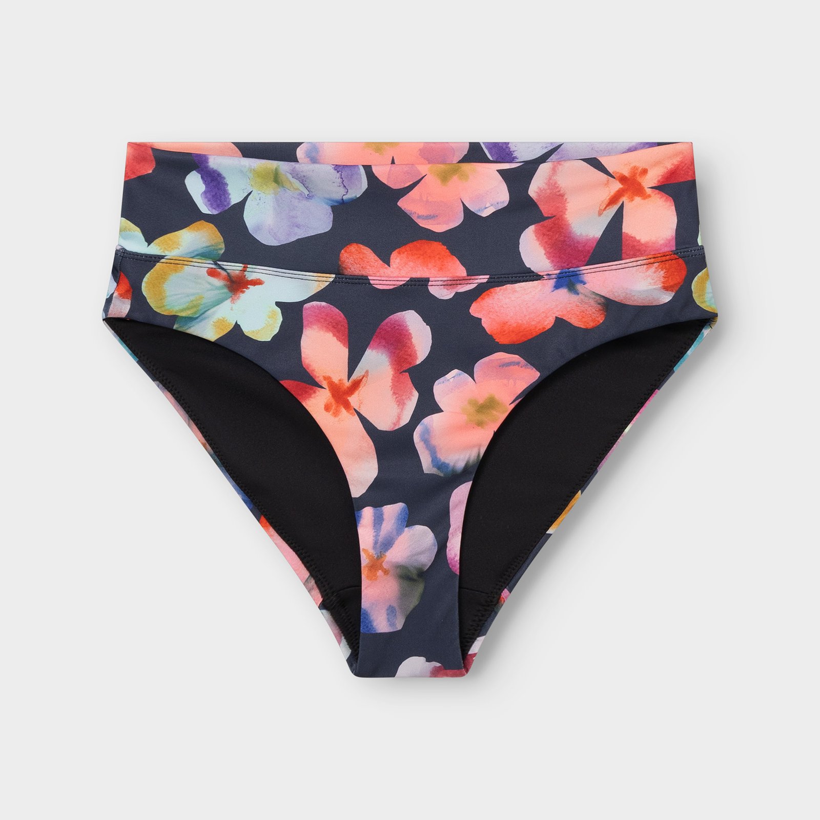 Bikini Pants Slite Cut Flower Black