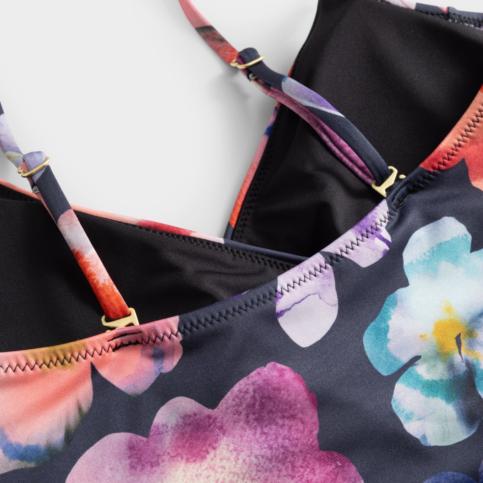 Wrap Swimsuit Klinte Cut Flower Black