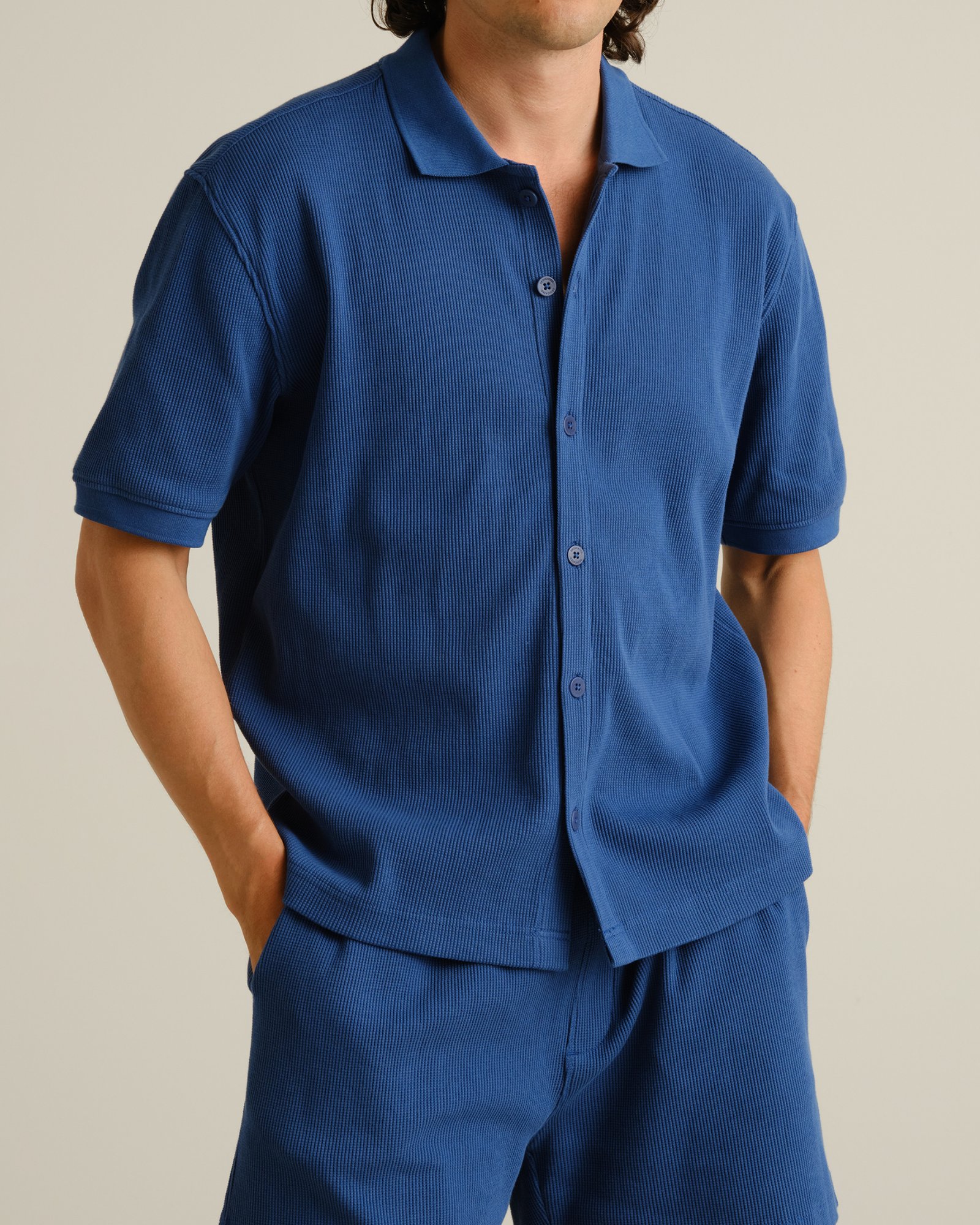 Shirt Falkvik Waffle True Blue
