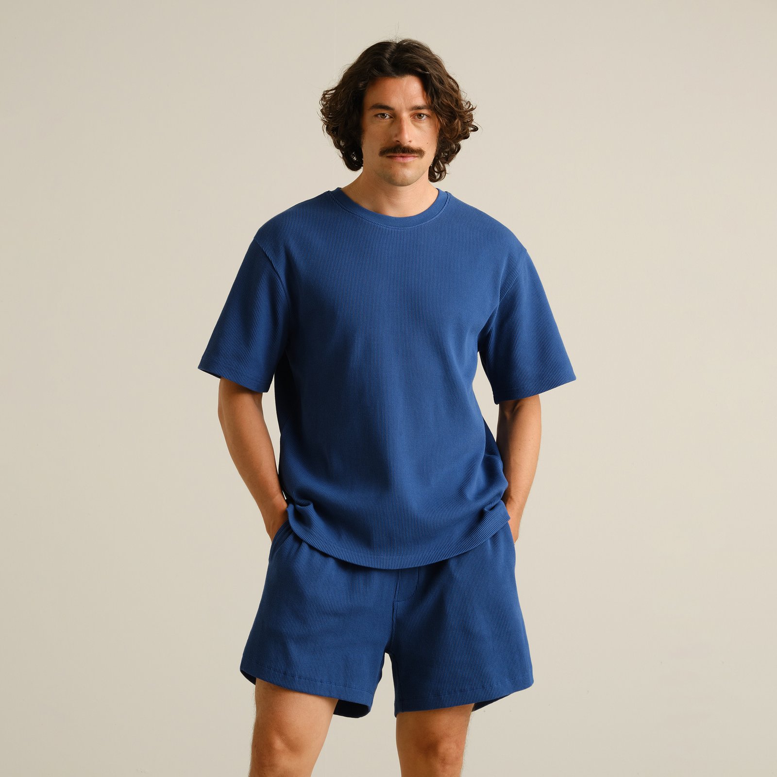 T-shirt Danviken Waffle True Blue