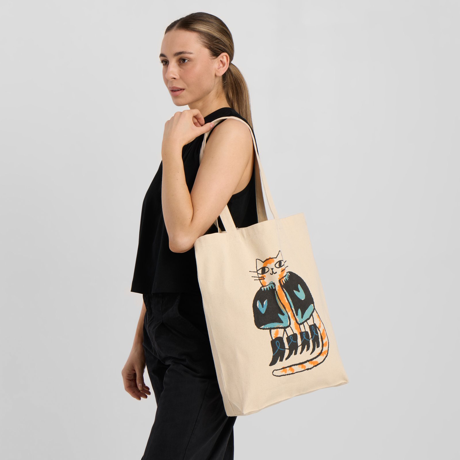Tote Bag Torekov Cowboy Cat Off-White