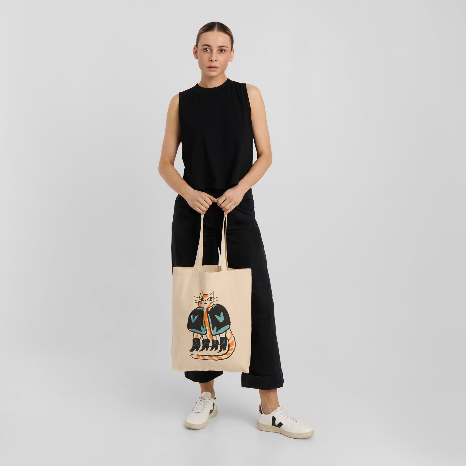 Tote Bag Torekov Cowboy Cat Off-White