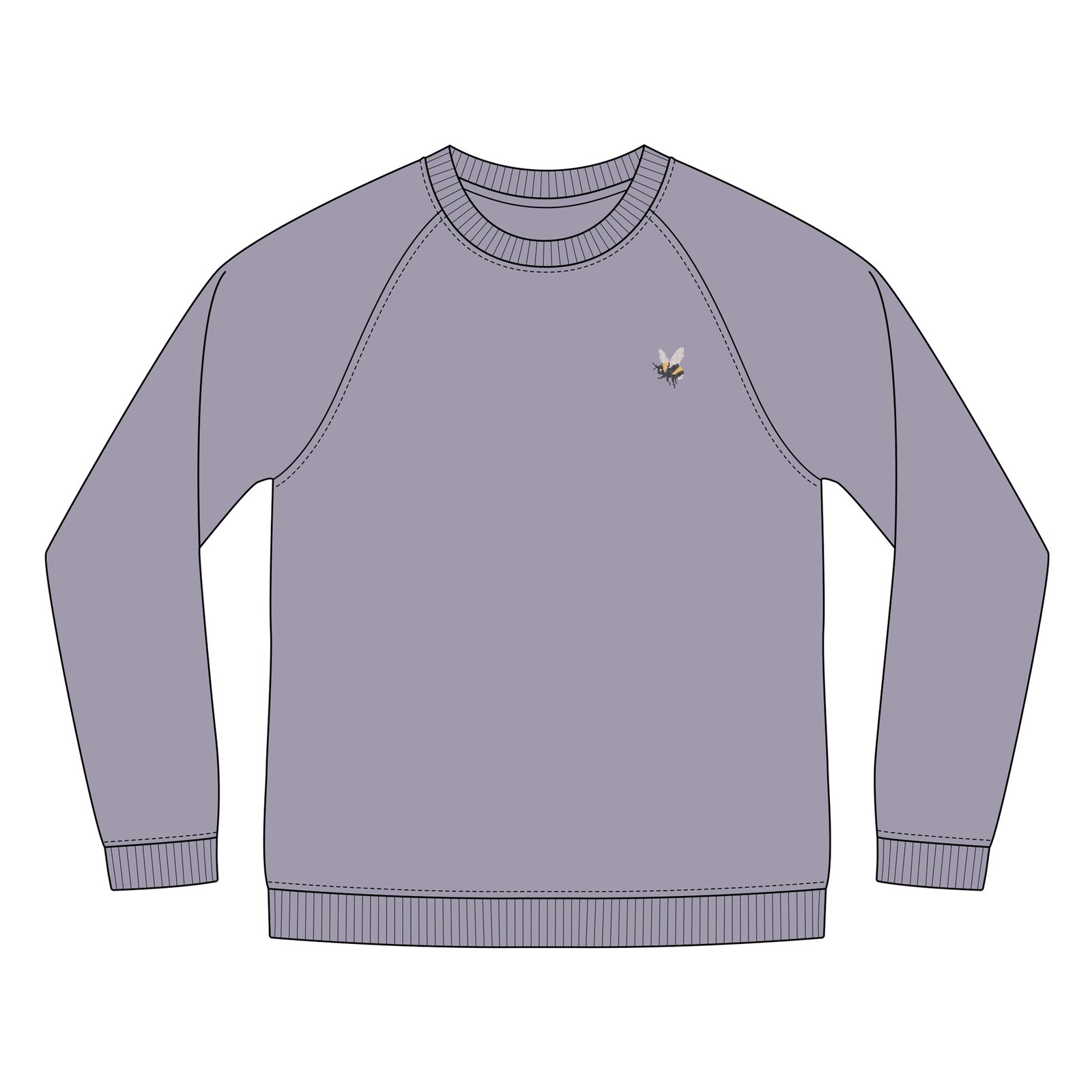 Sweatshirt Ystad Bumblebee Cross Stitch Aura Purple