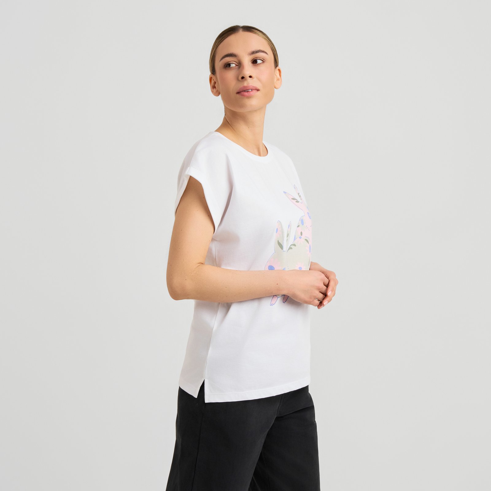 T-shirt Visby Flower Bunnies White