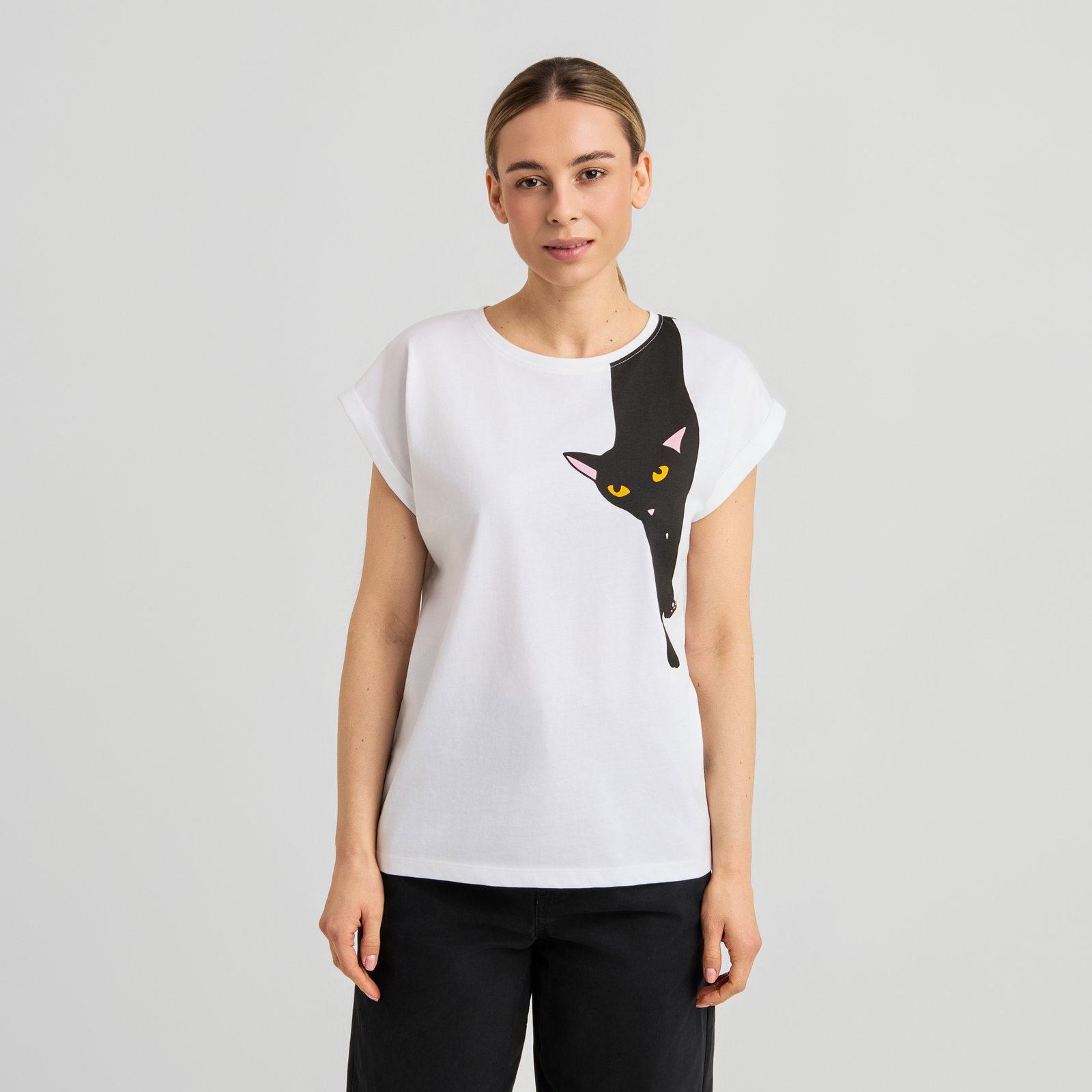 T-shirt Visby Long Cat White