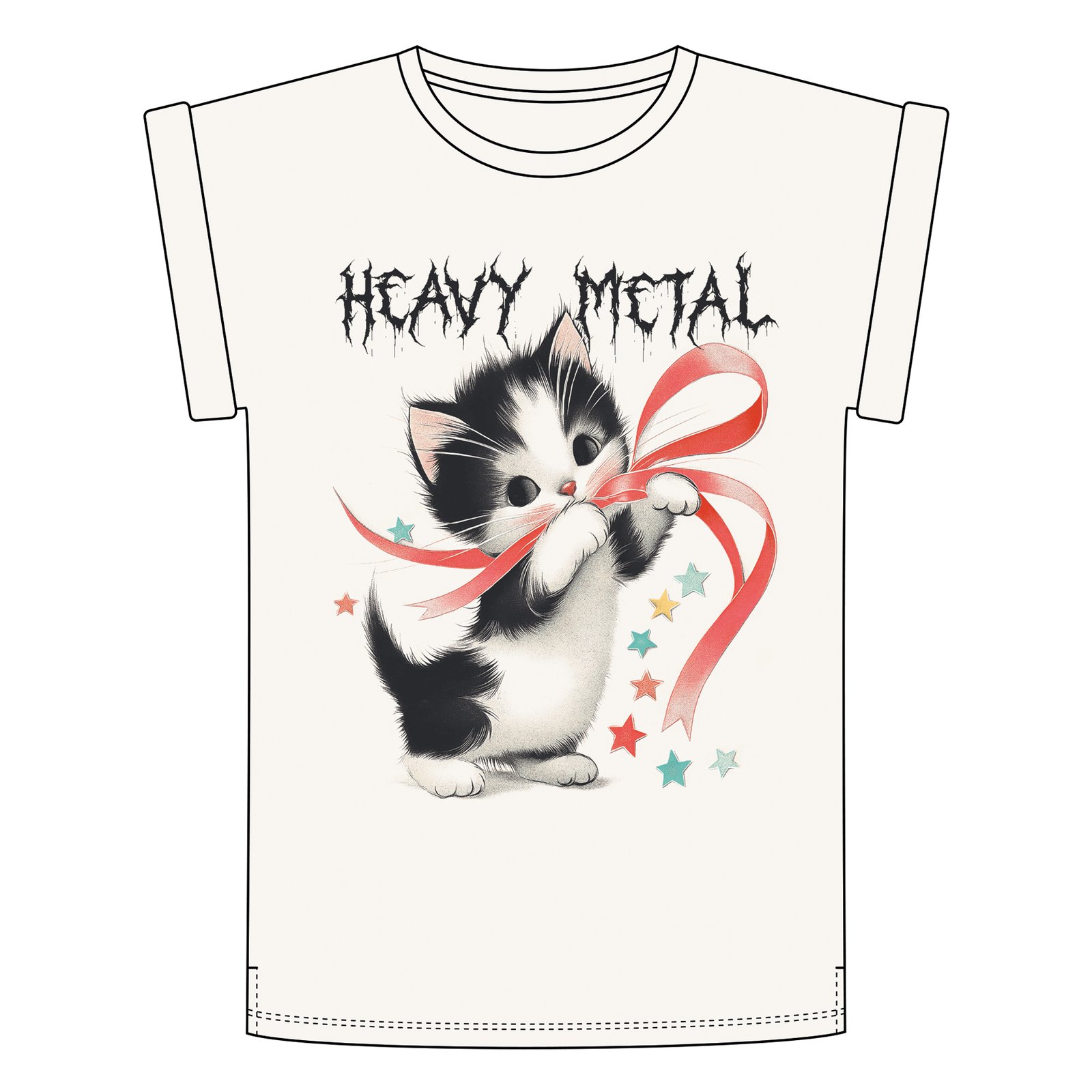 T-shirt Visby Heavy Metal Kitten Off-White