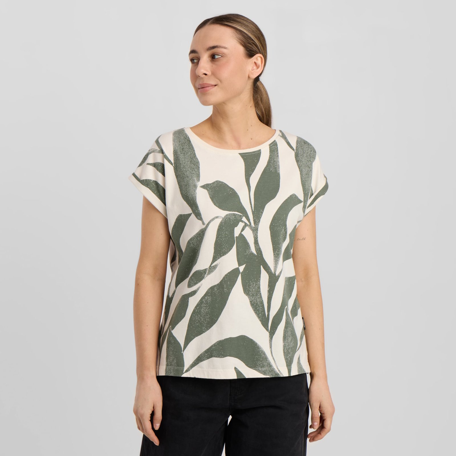 T-shirt Visby Abstract Leaf Jersey Green