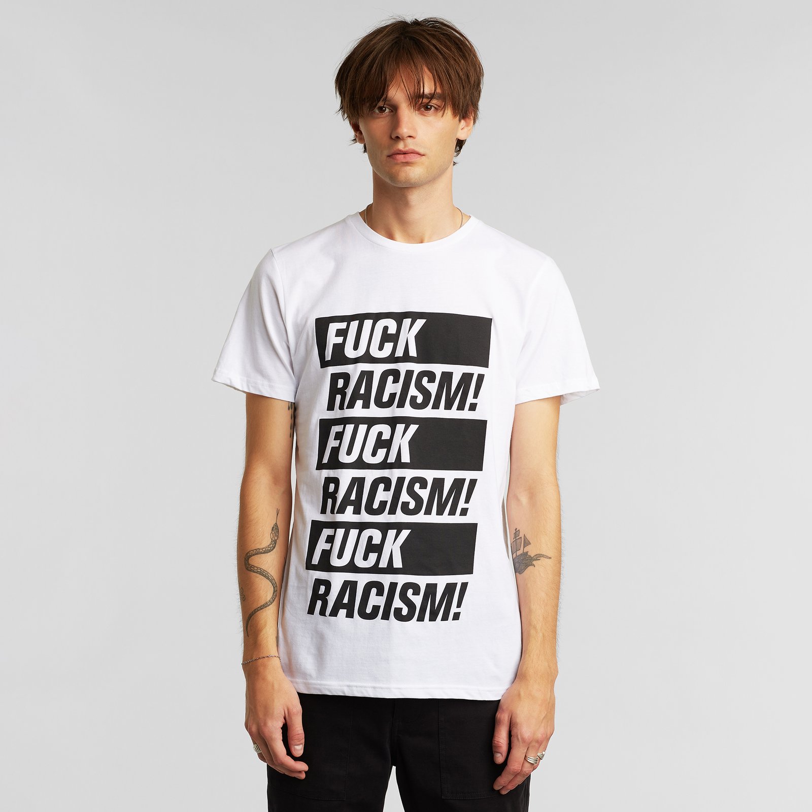 T-shirt Stockholm Fuck Racism White