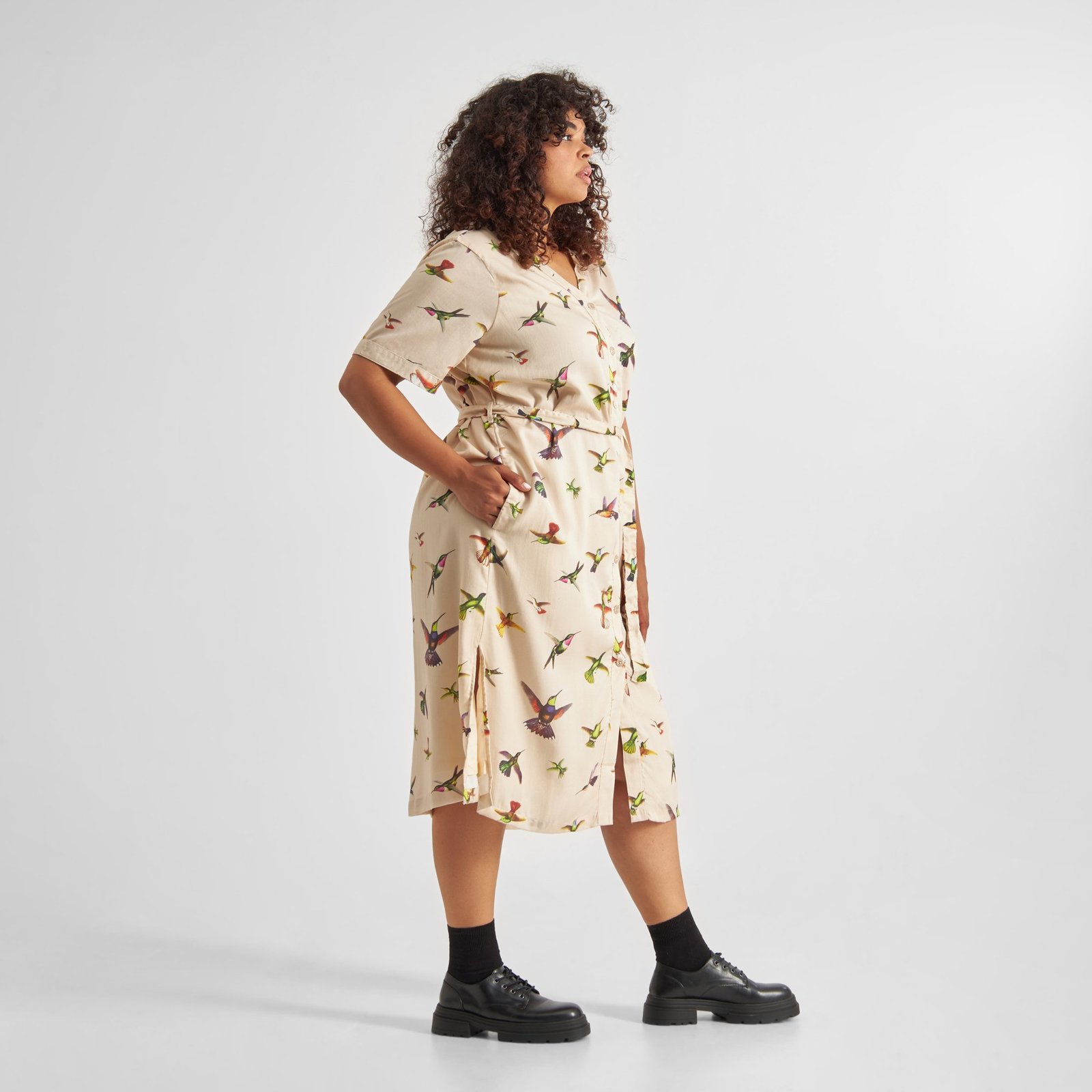 Dress Bornholm Floral Hummingbirds Multi Color