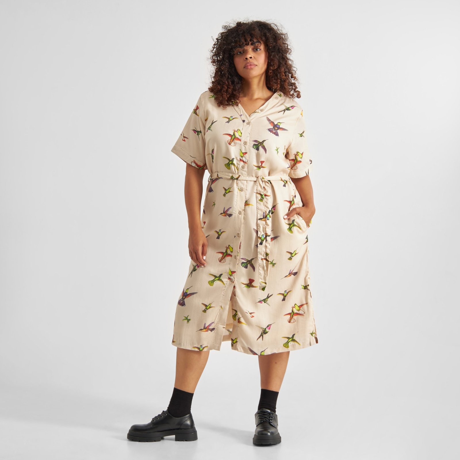 Dress Bornholm Floral Hummingbirds Multi Color