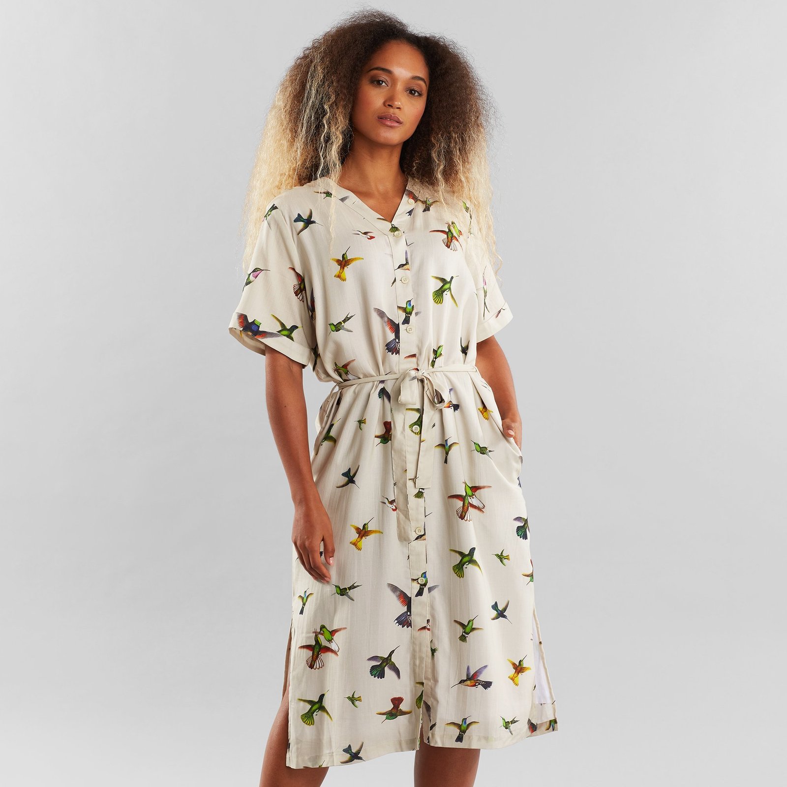 Dress Bornholm Floral Hummingbirds Multi Color