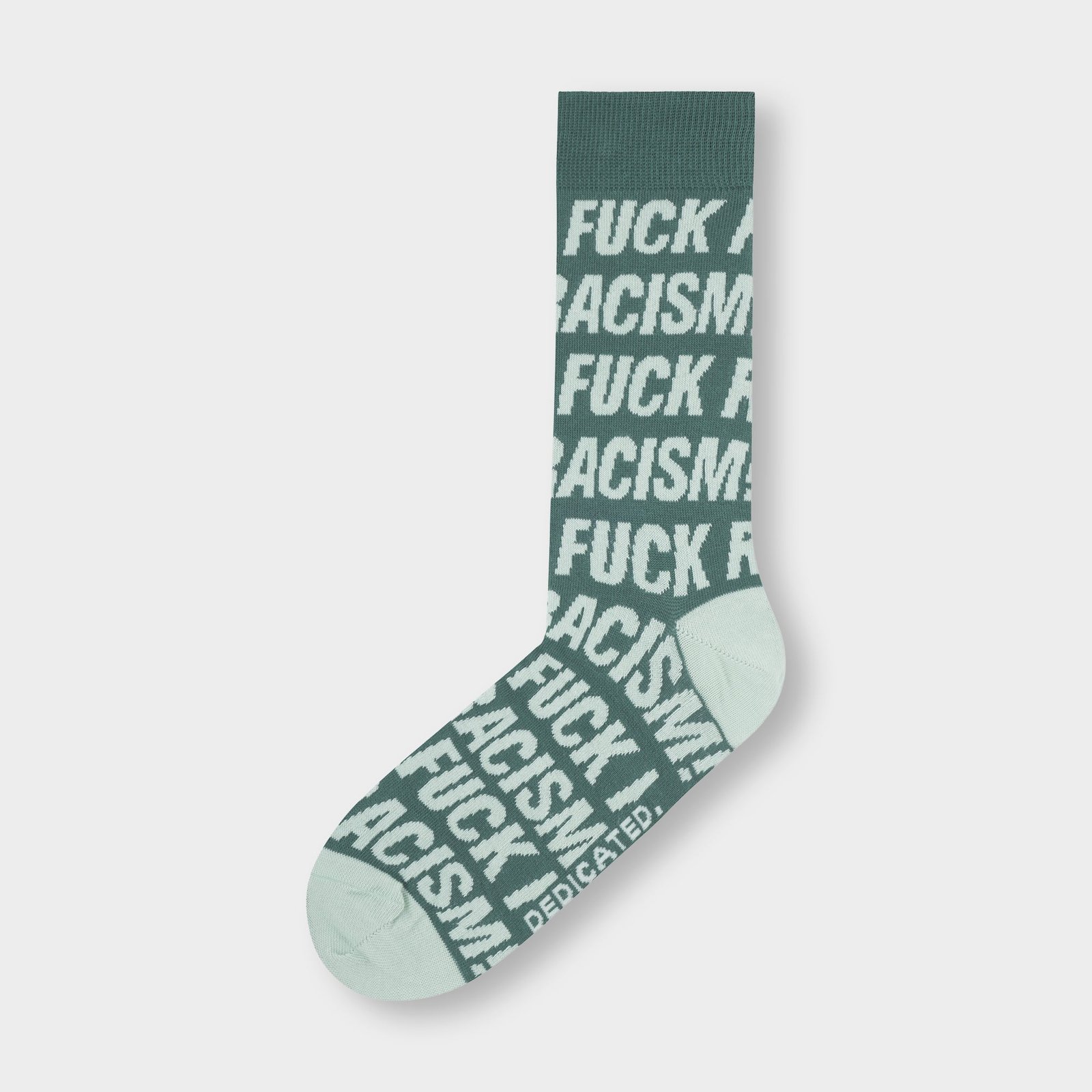 Socks Sigtuna Fuck Racism Pattern Forest Green