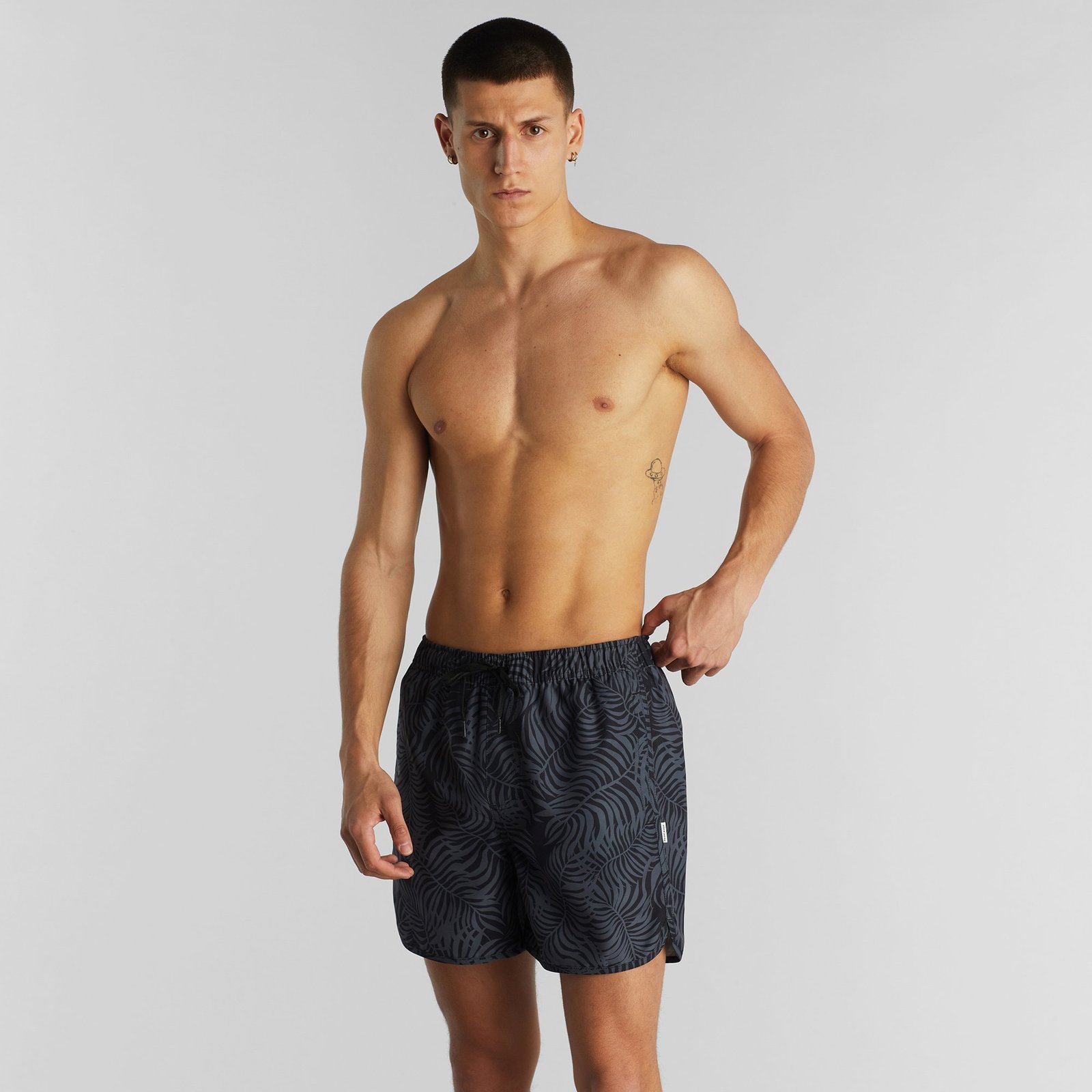 Swim Shorts Sandhamn Palm Leaves Black