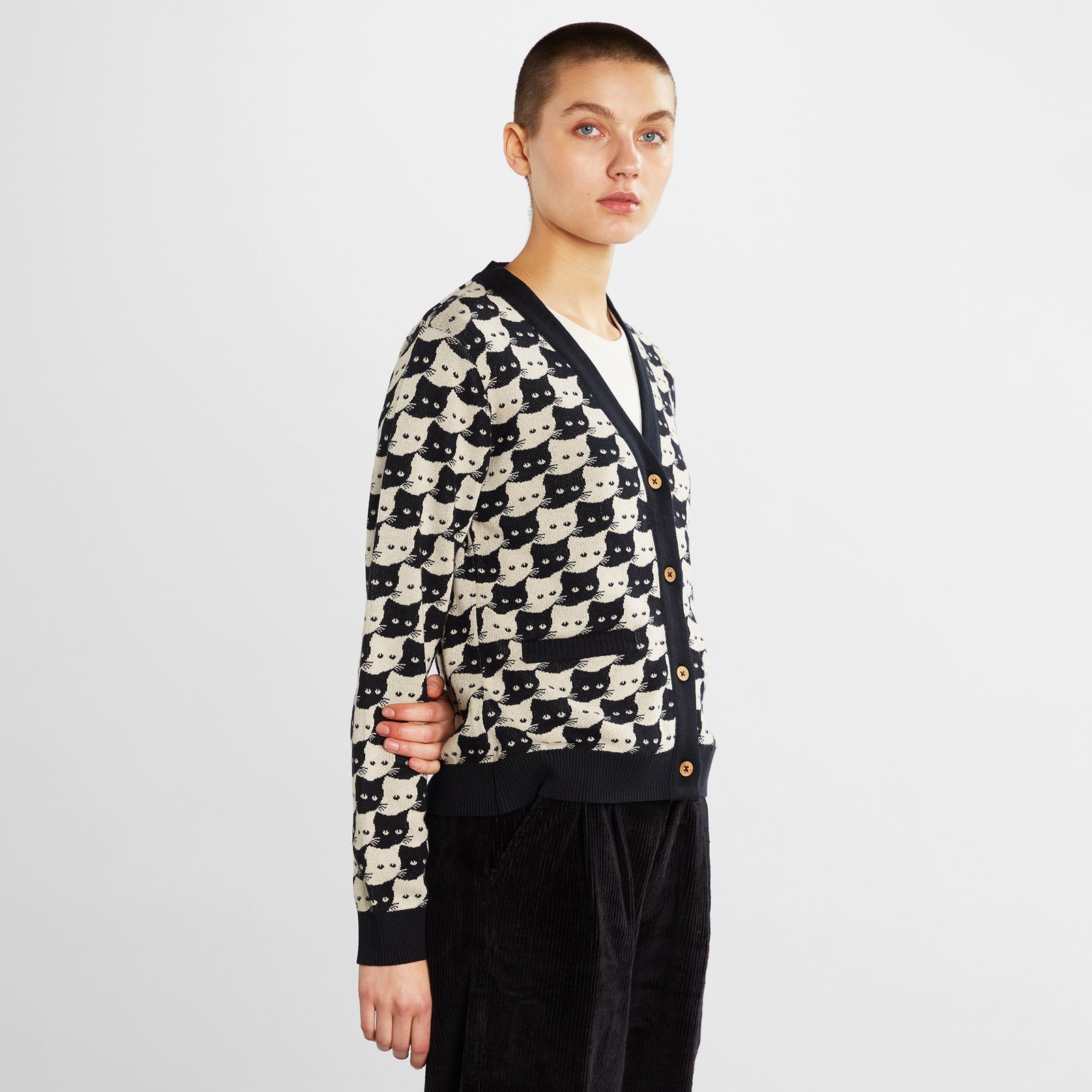 Cardigan Iggesund Pepita Cats Oat White