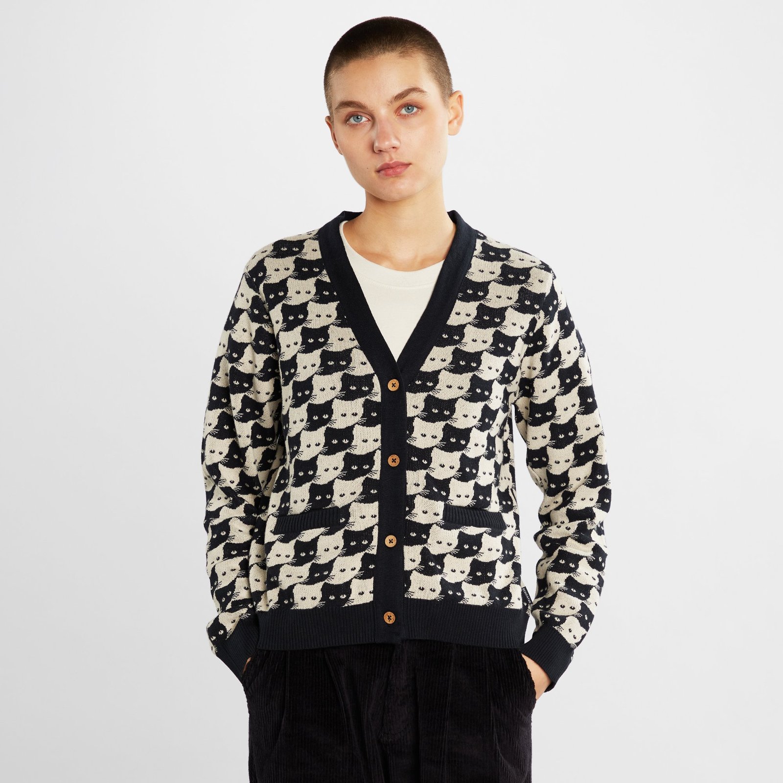 Cardigan Iggesund Pepita Cats Oat White