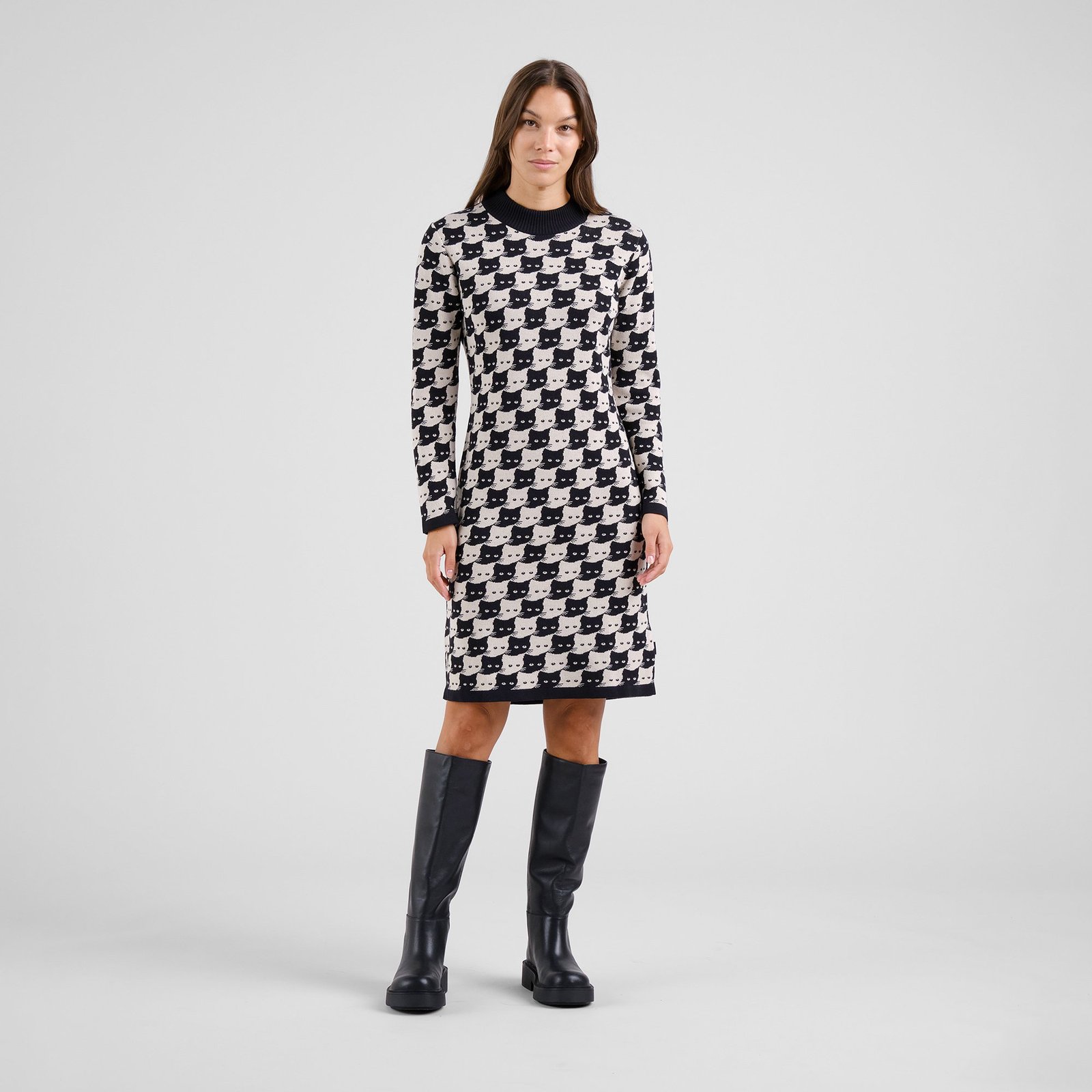 Dress Lo Pepita Cats Oat White