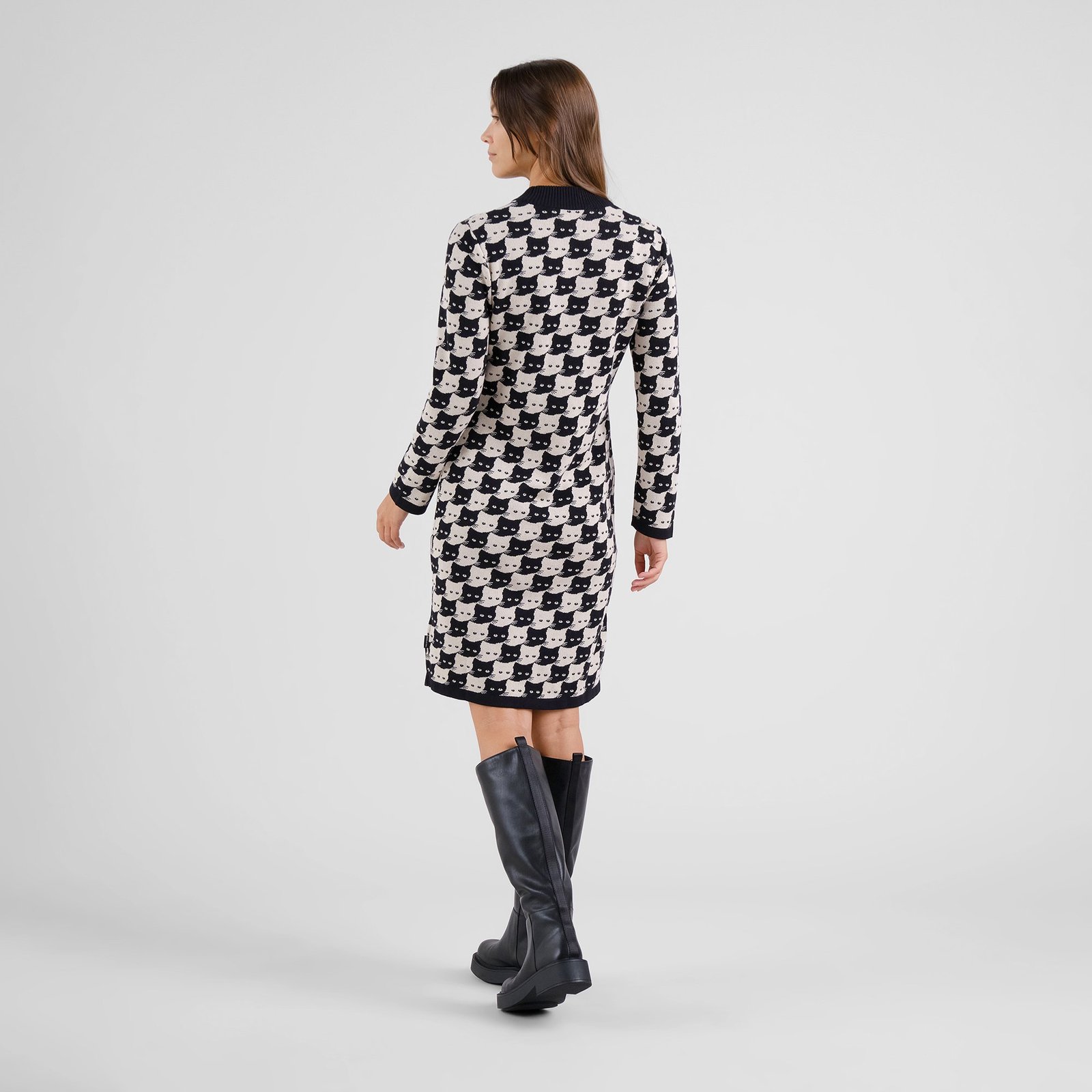 Dress Lo Pepita Cats Oat White