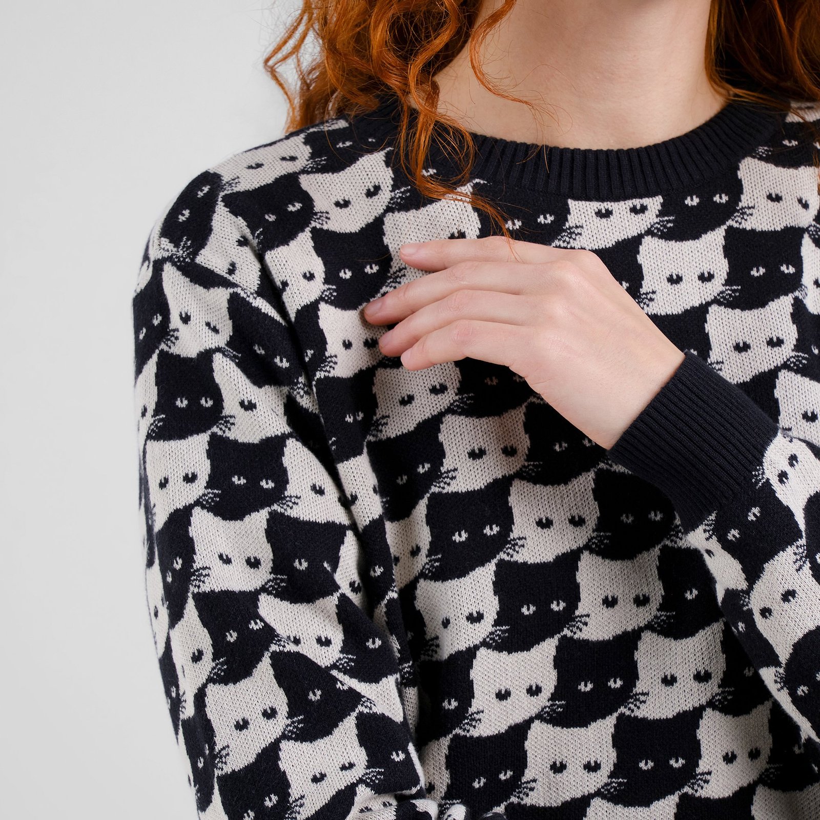 Sweater Arendal Pepita Cats Oat White